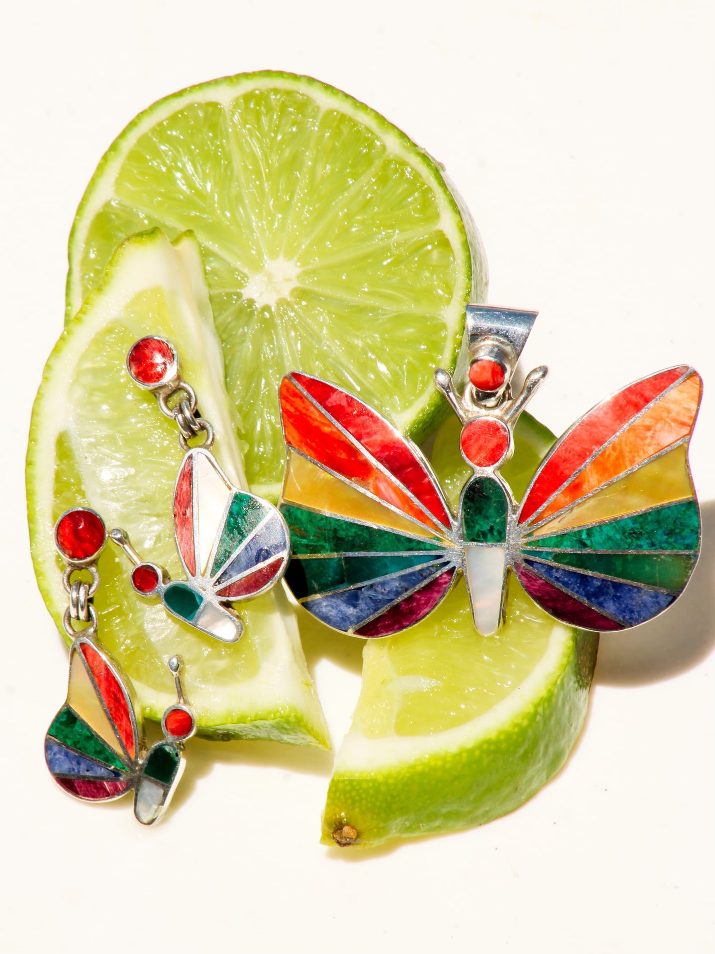 Butterfly Sterling Silver and Rainbow Earrings