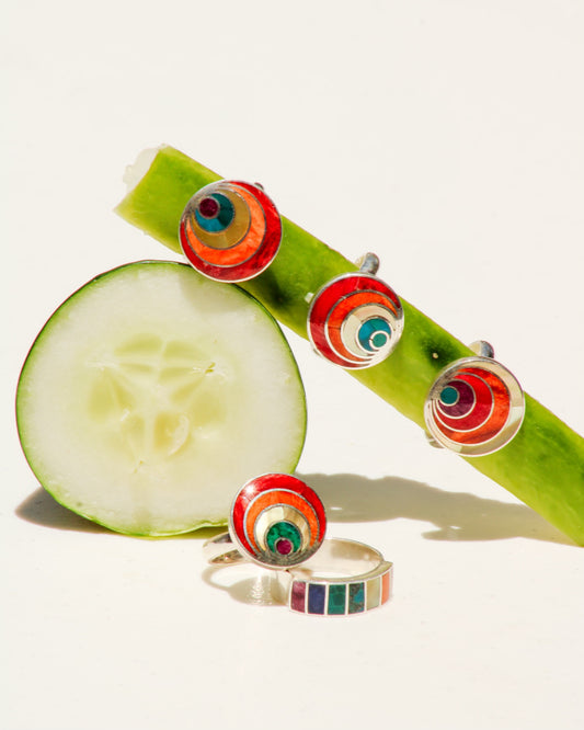 Spiral Sterling Silver & Rainbow Ring