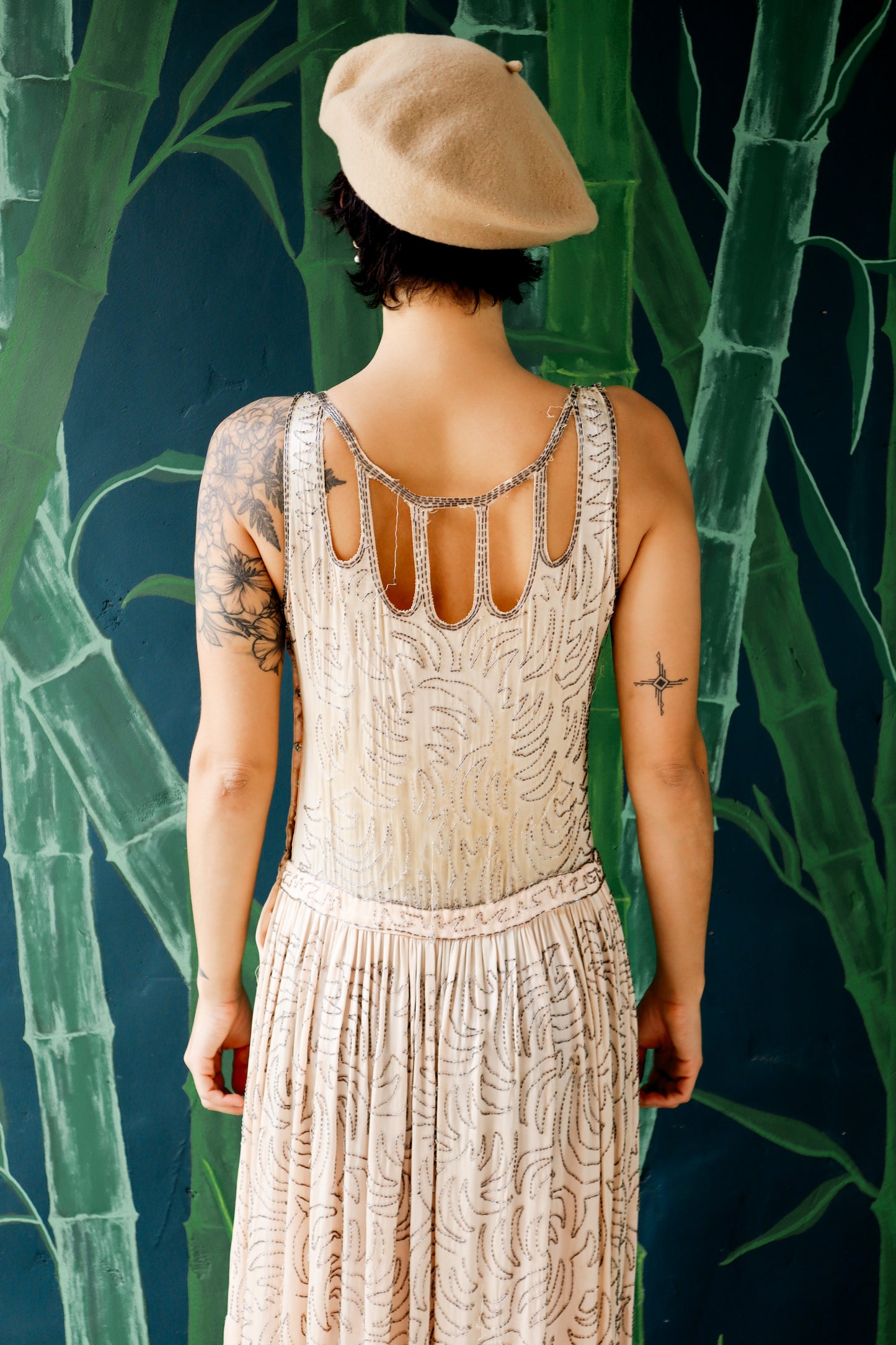 1920s Beaded Baby Pink Dress