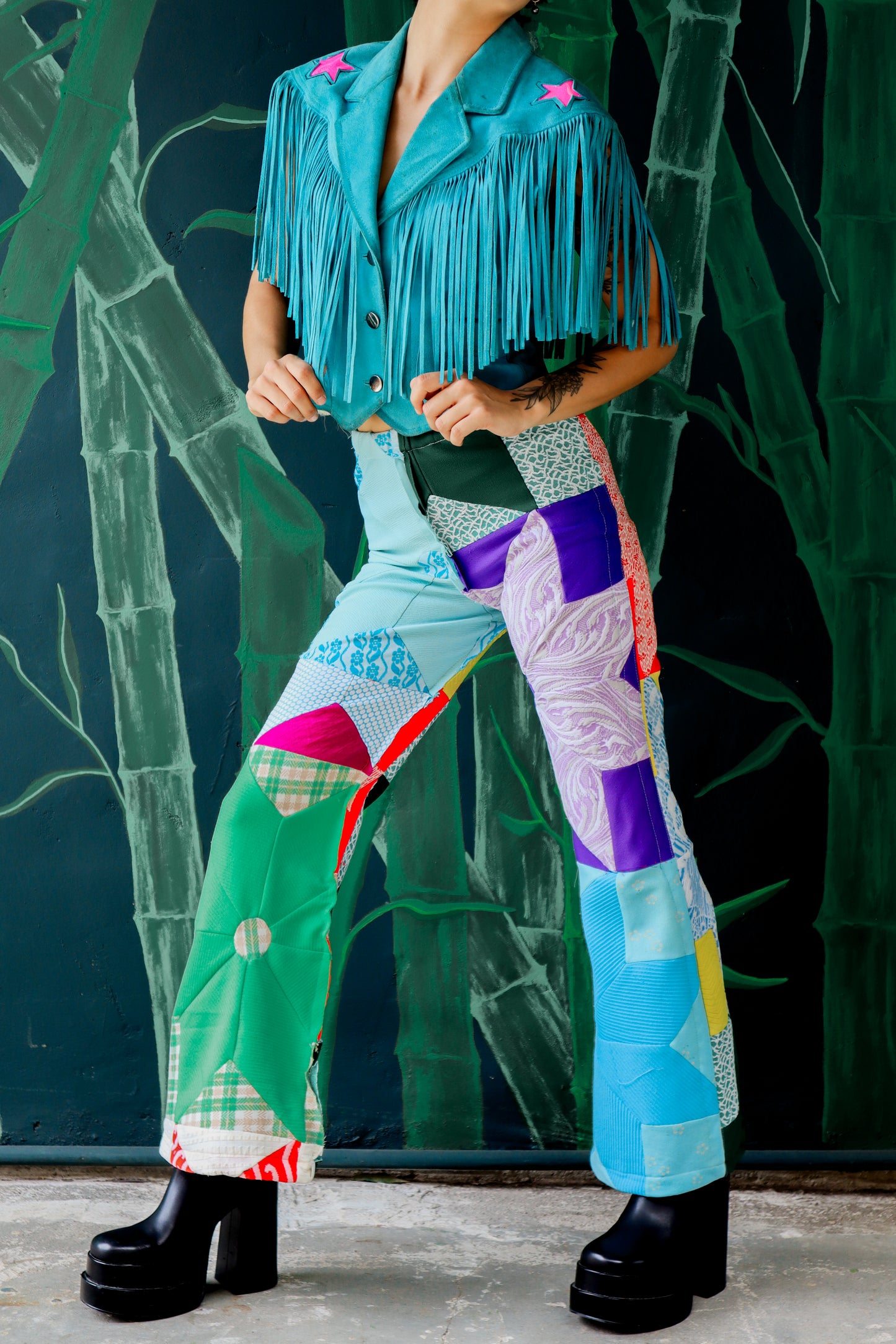 Star Quilted Patchwork Pants