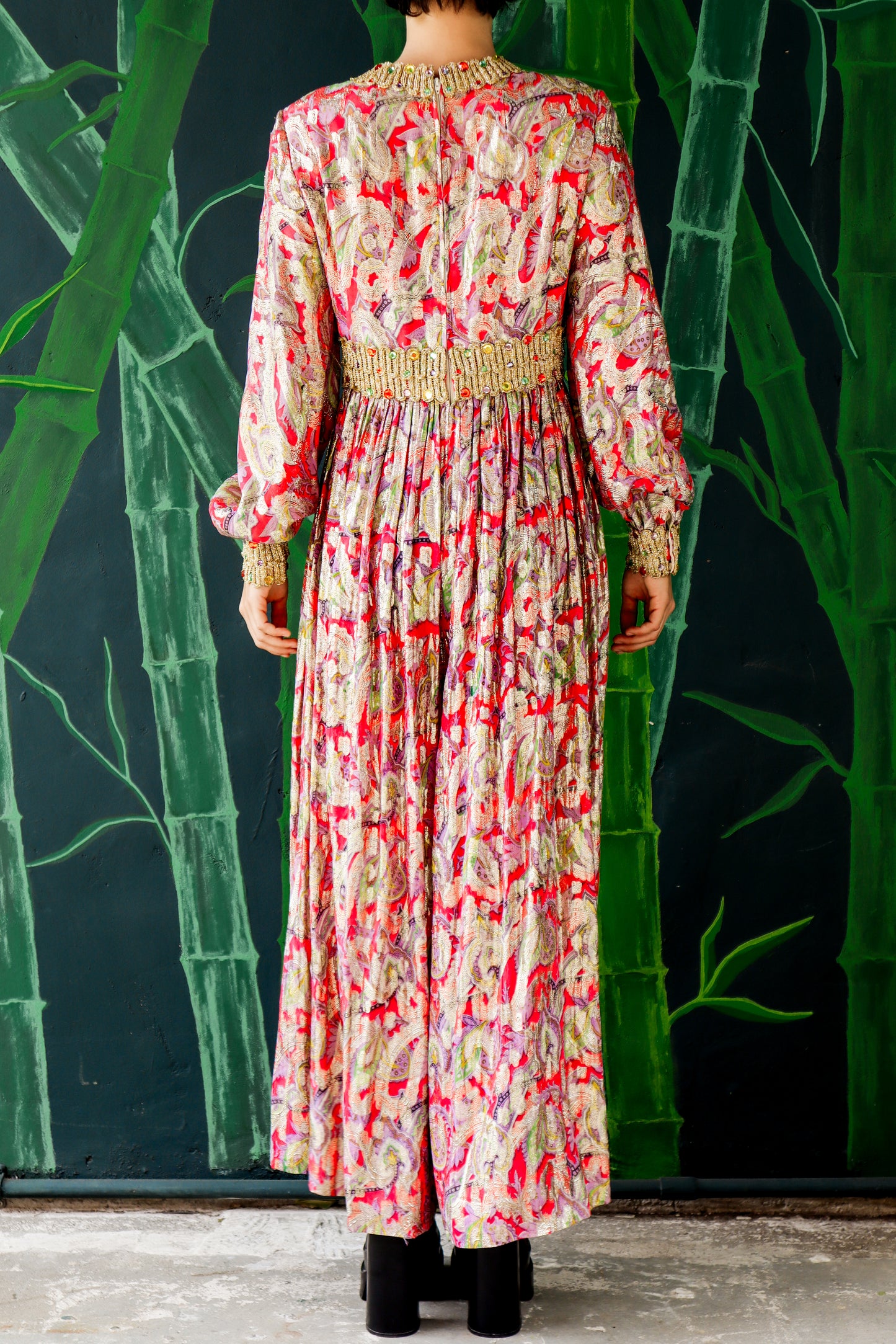 Vintage Saks Fifth Ave Gold Paisley Jumpsuit