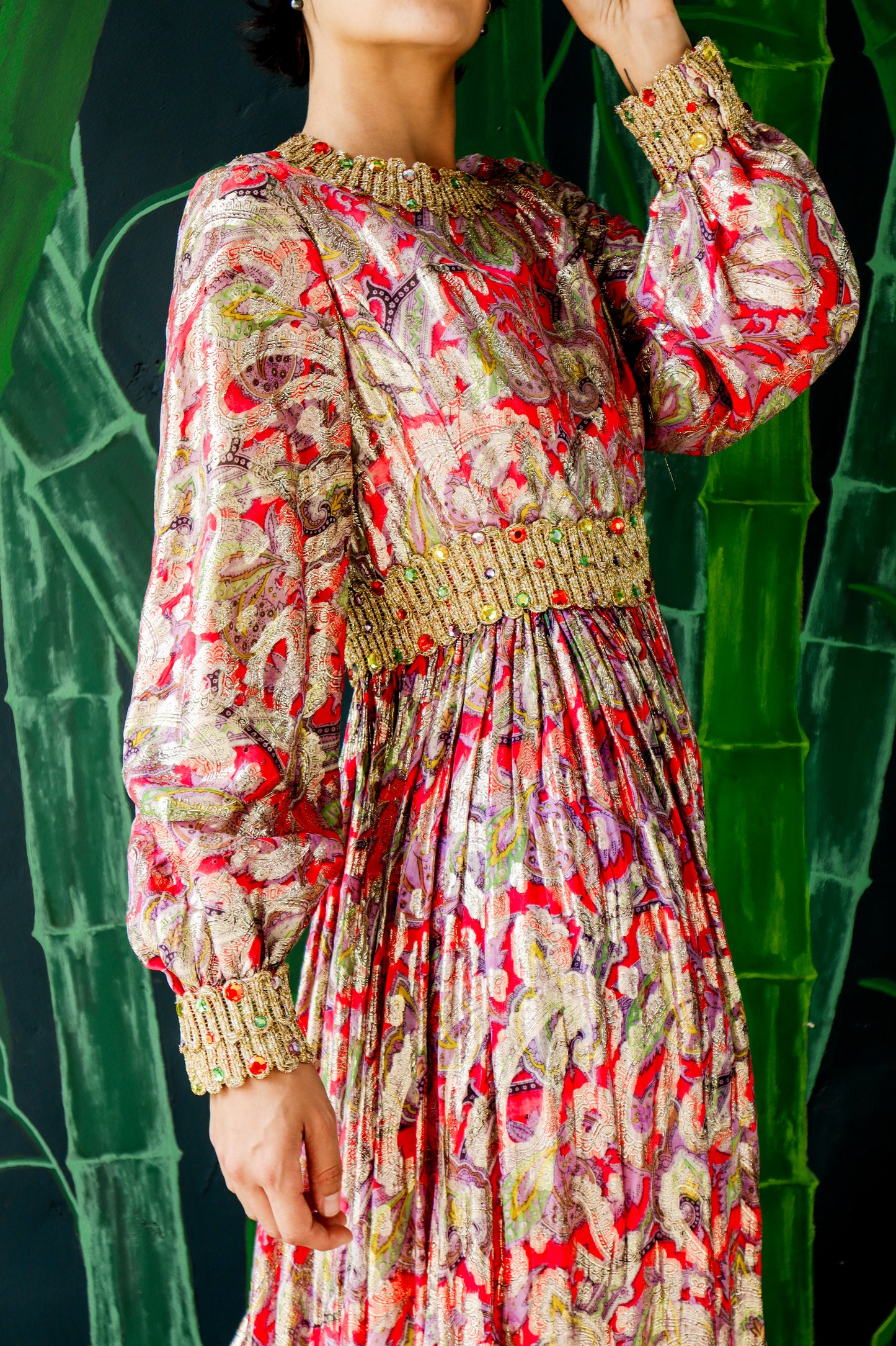 Vintage Saks Fifth Ave Gold Paisley Jumpsuit