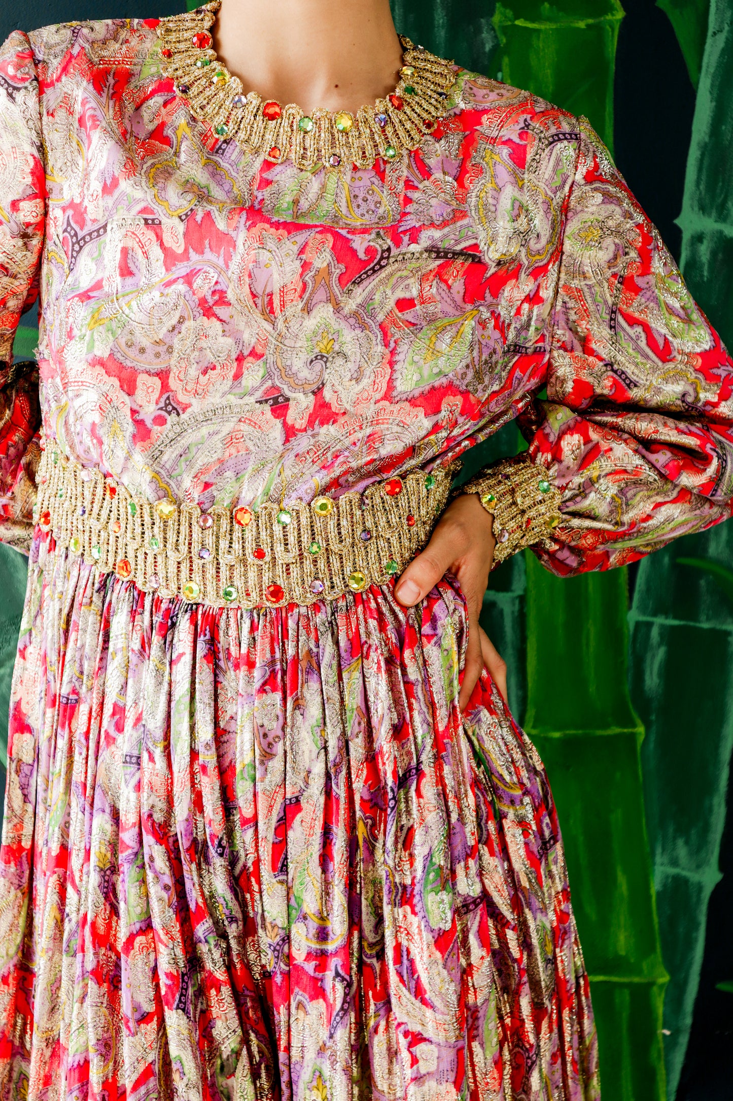 Vintage Saks Fifth Ave Gold Paisley Jumpsuit