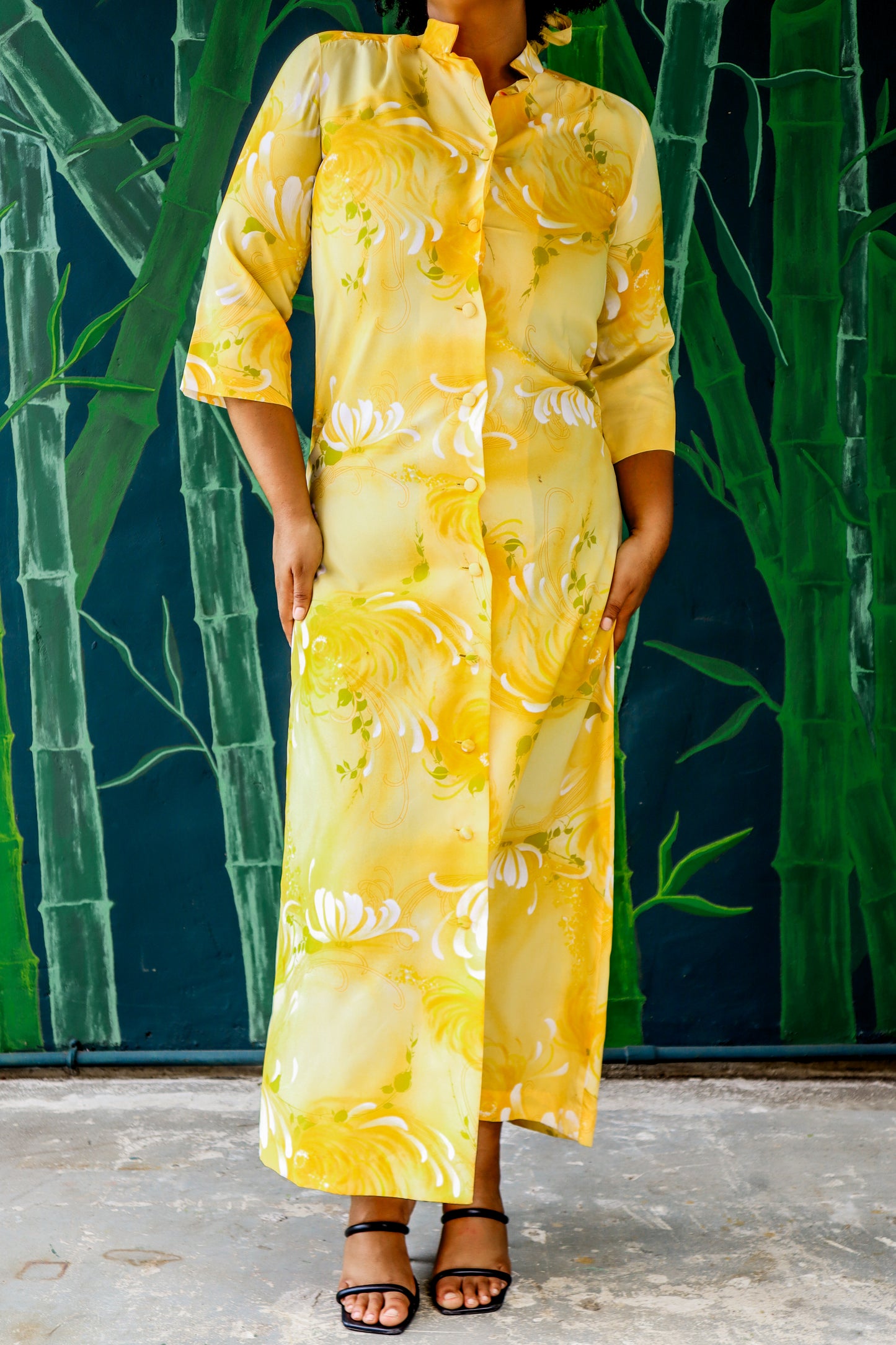 Vintage Hilo Hattie Yellow Button Dress