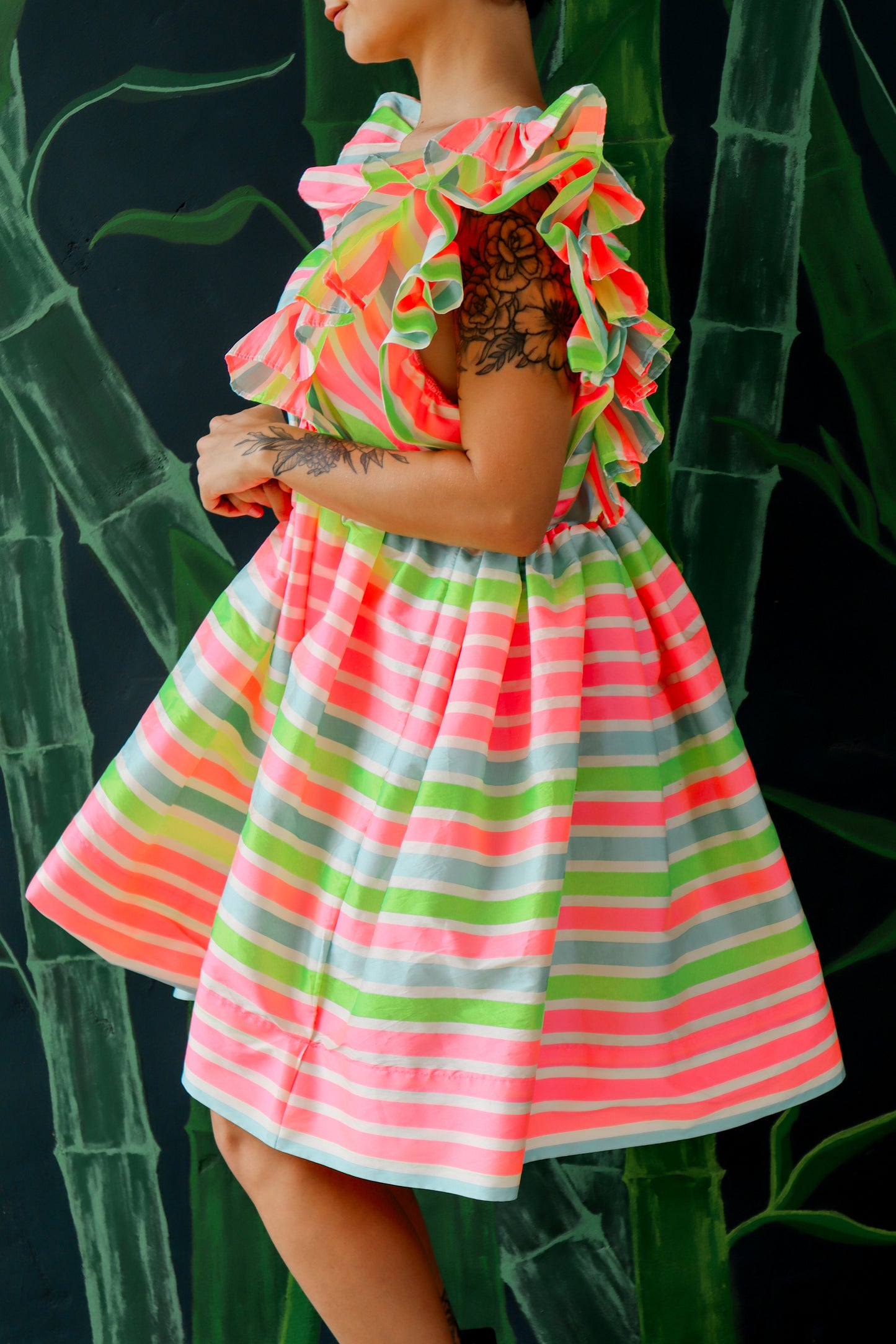 Neon Striped Dress by Caramiya