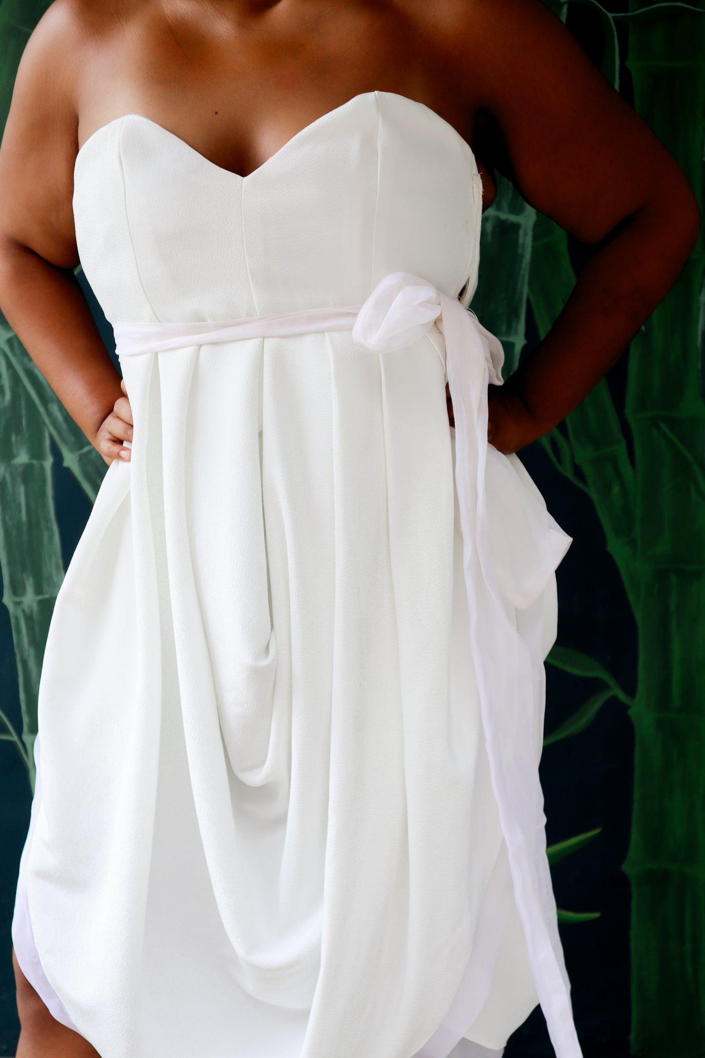 Handmade White Strapless Wrap Dress by Caramiya