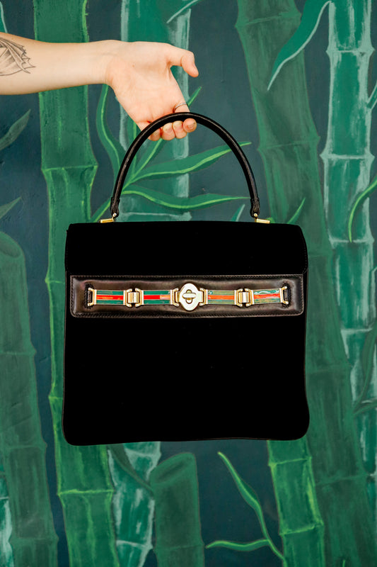 Vintage Gucci Velvet Clasping Handbag