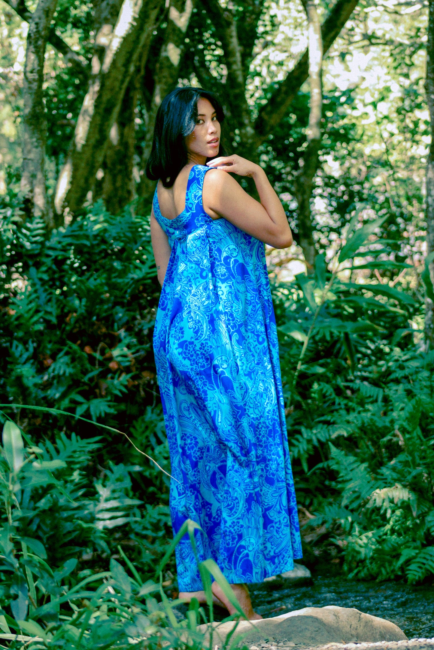 1970's Blue Hawaiian Paisley Muʻumuʻu