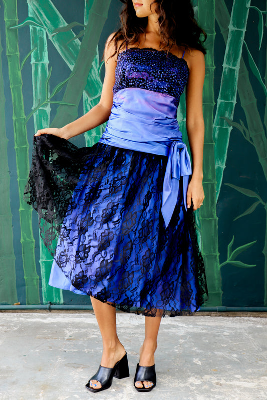 1980's Purple Sparkly Prom Dress