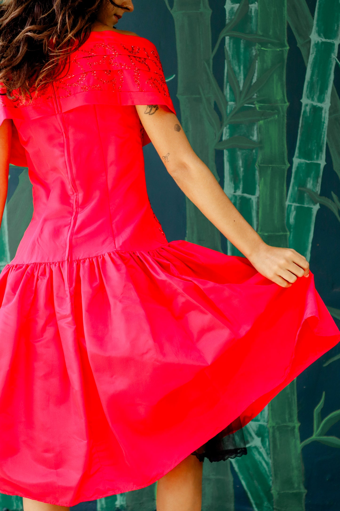 1980's Red Sparkly Party Dress