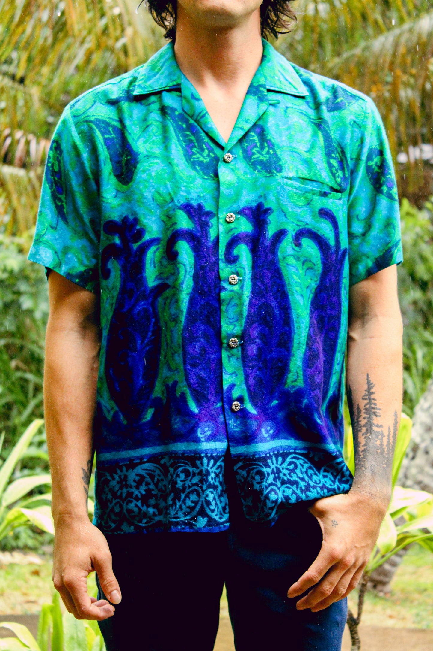 1980's Blue Aloha Shirt