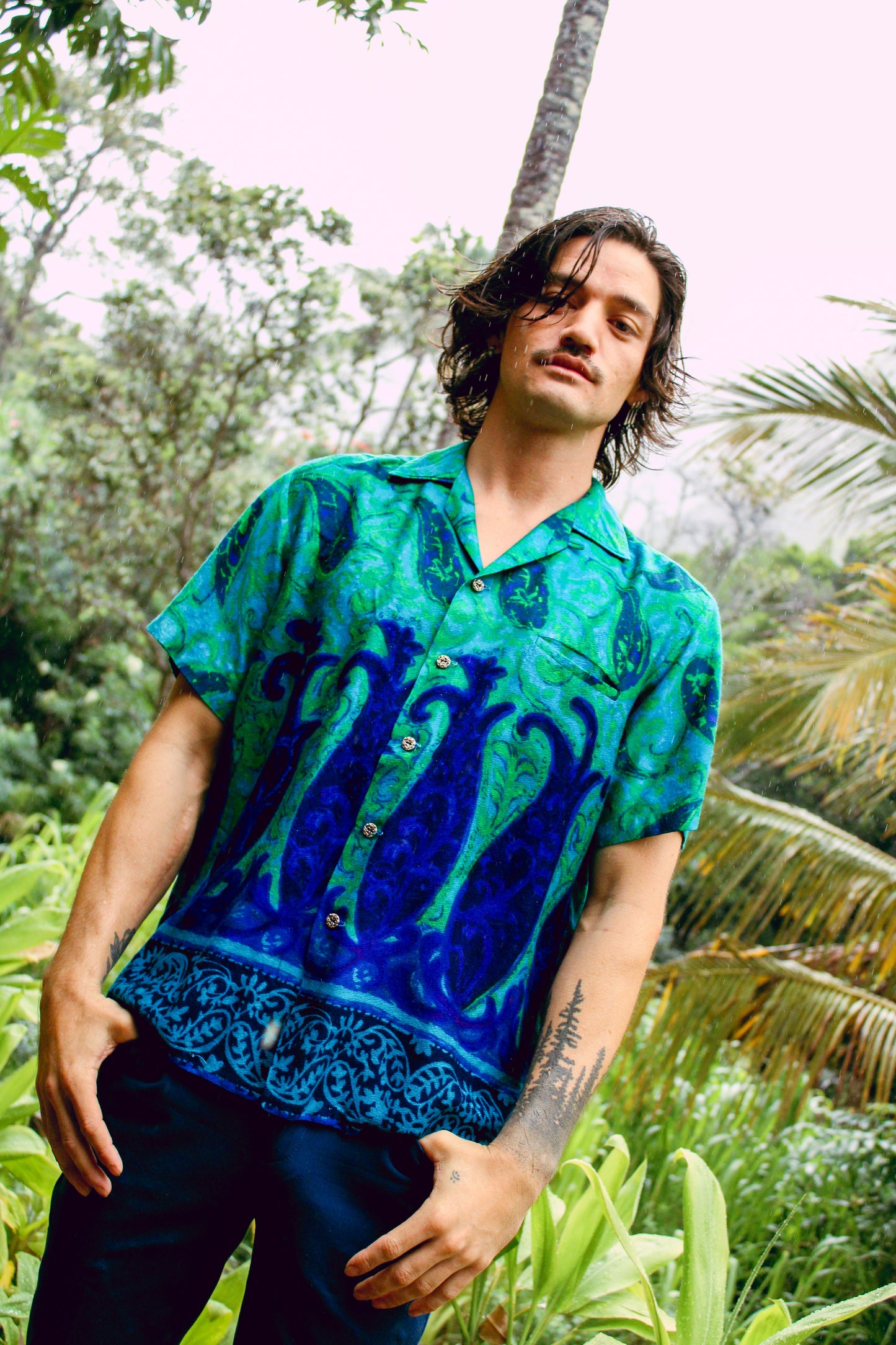 1980's Blue Aloha Shirt