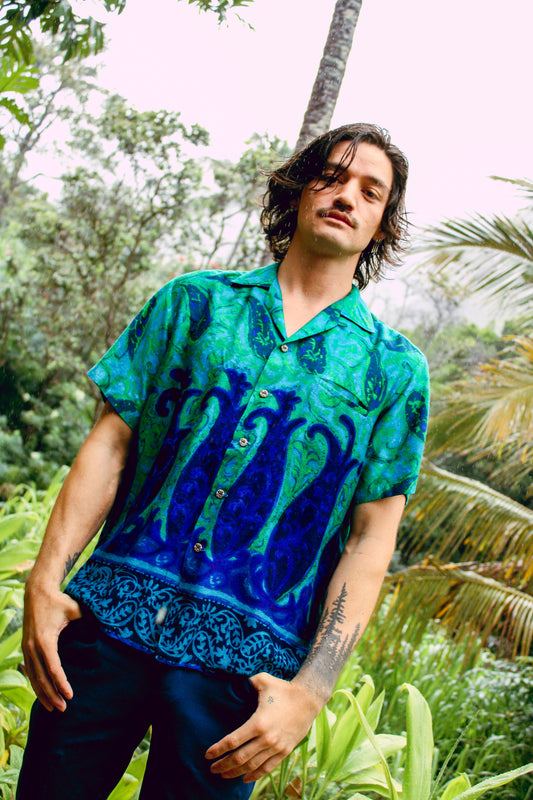 1980's Blue Aloha Shirt