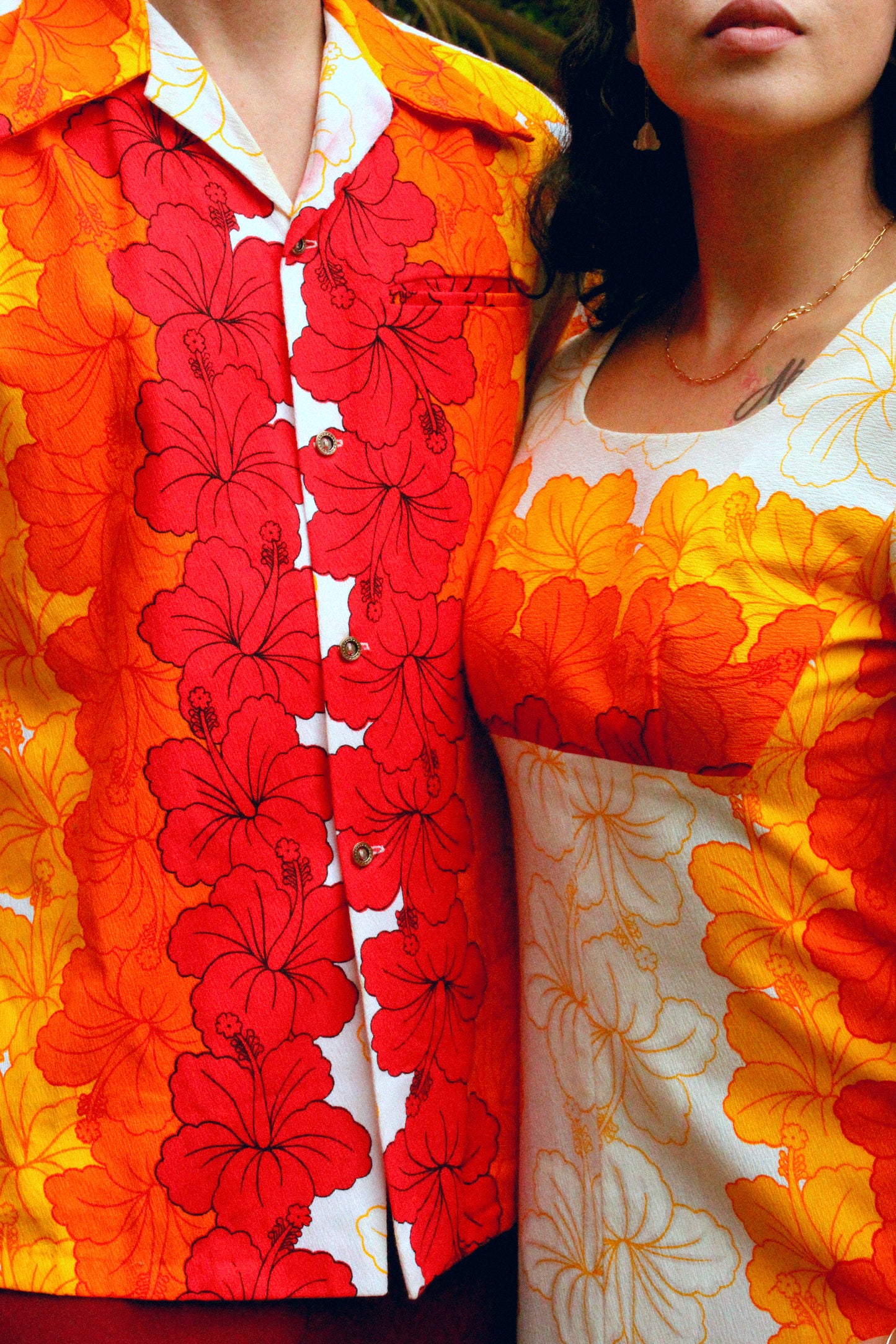 1960s Ui-Maikai Barkcloth Sunset Aloha Shirt