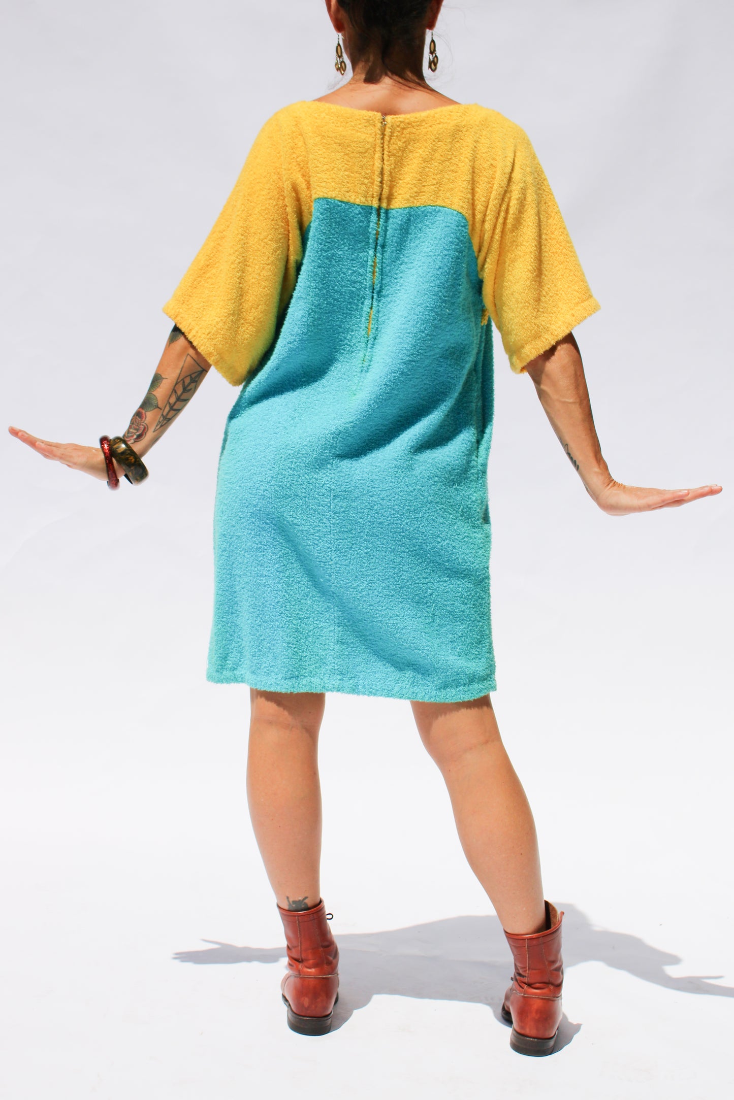 1970s Turquoise Terry Cloth Dress
