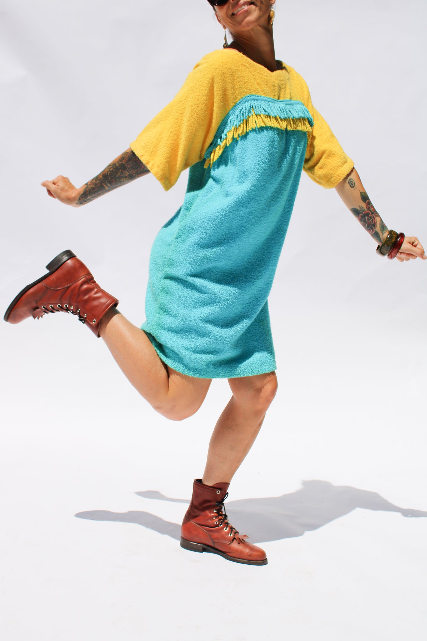1970s Turquoise Terry Cloth Dress