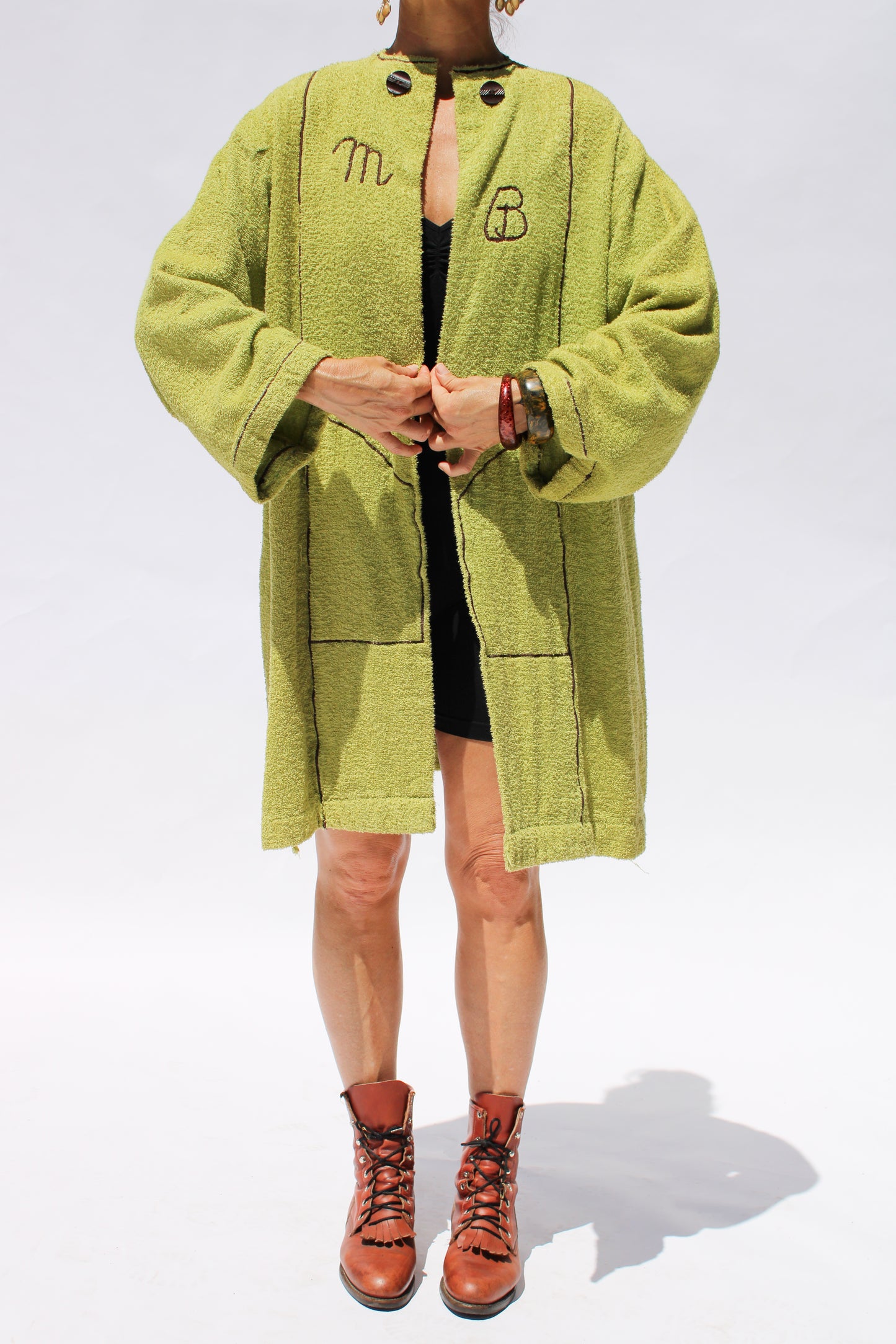 1960s Moss Green Terry Cloth Jacket