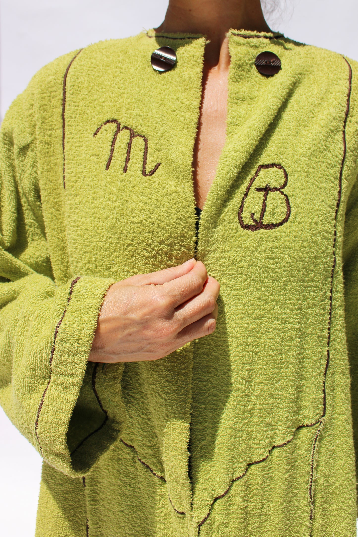 1960s Moss Green Terry Cloth Jacket