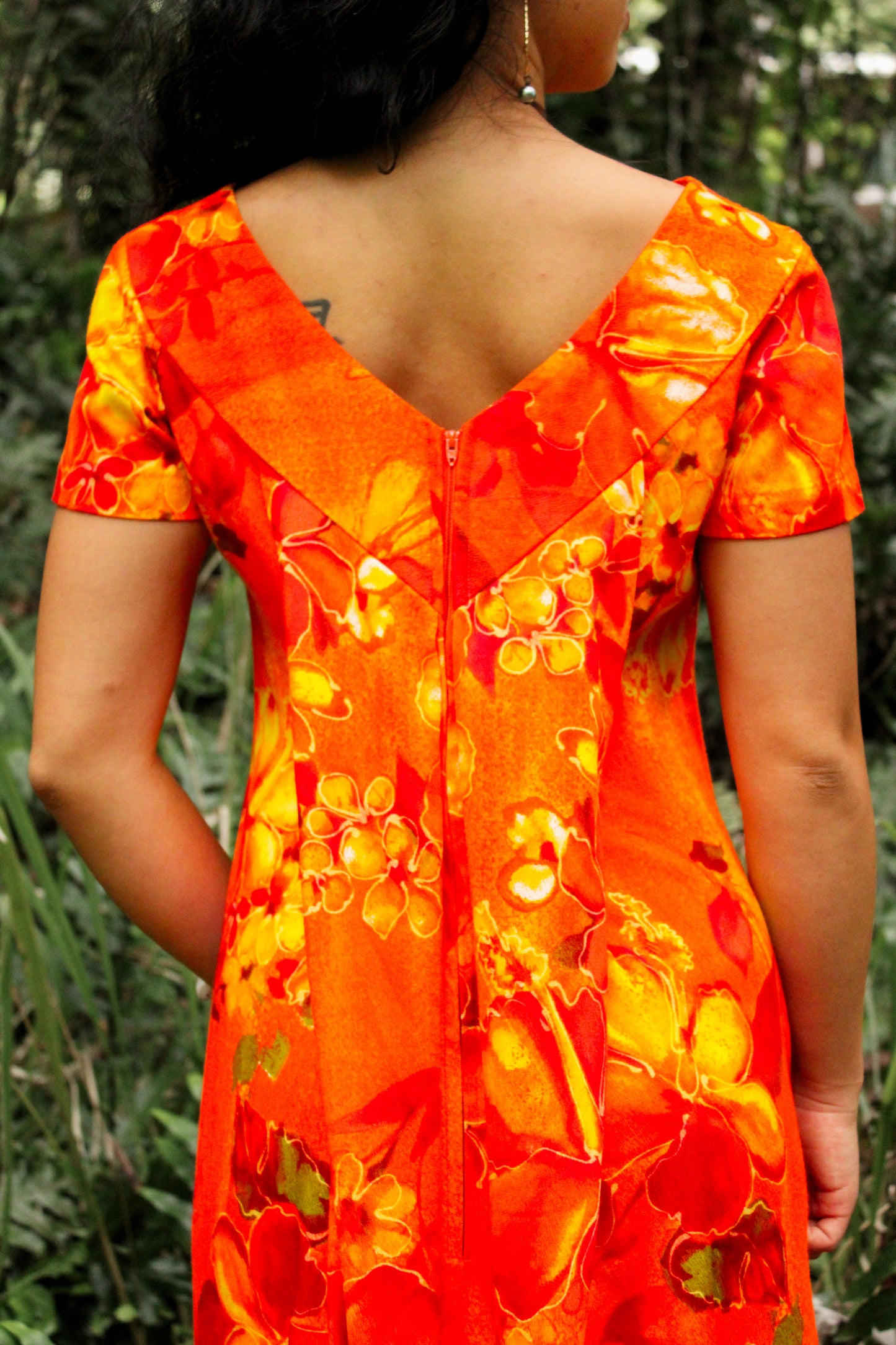 1970's Orange Hibiscus Muʻumuʻu