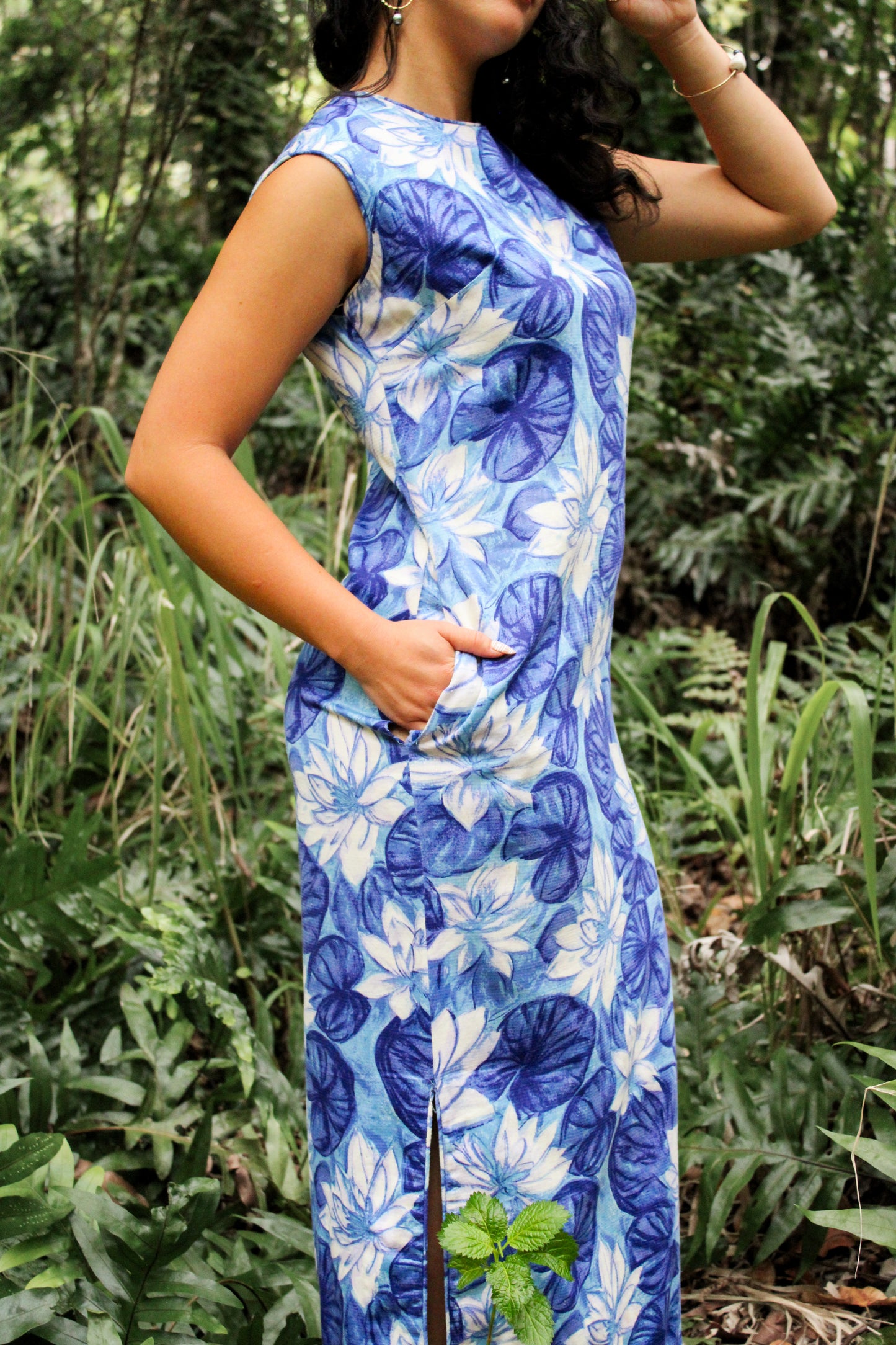 1970's Blue Lily Pad Muʻumuʻu