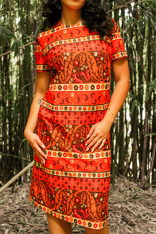 1960's Celestial Print Shift Dress