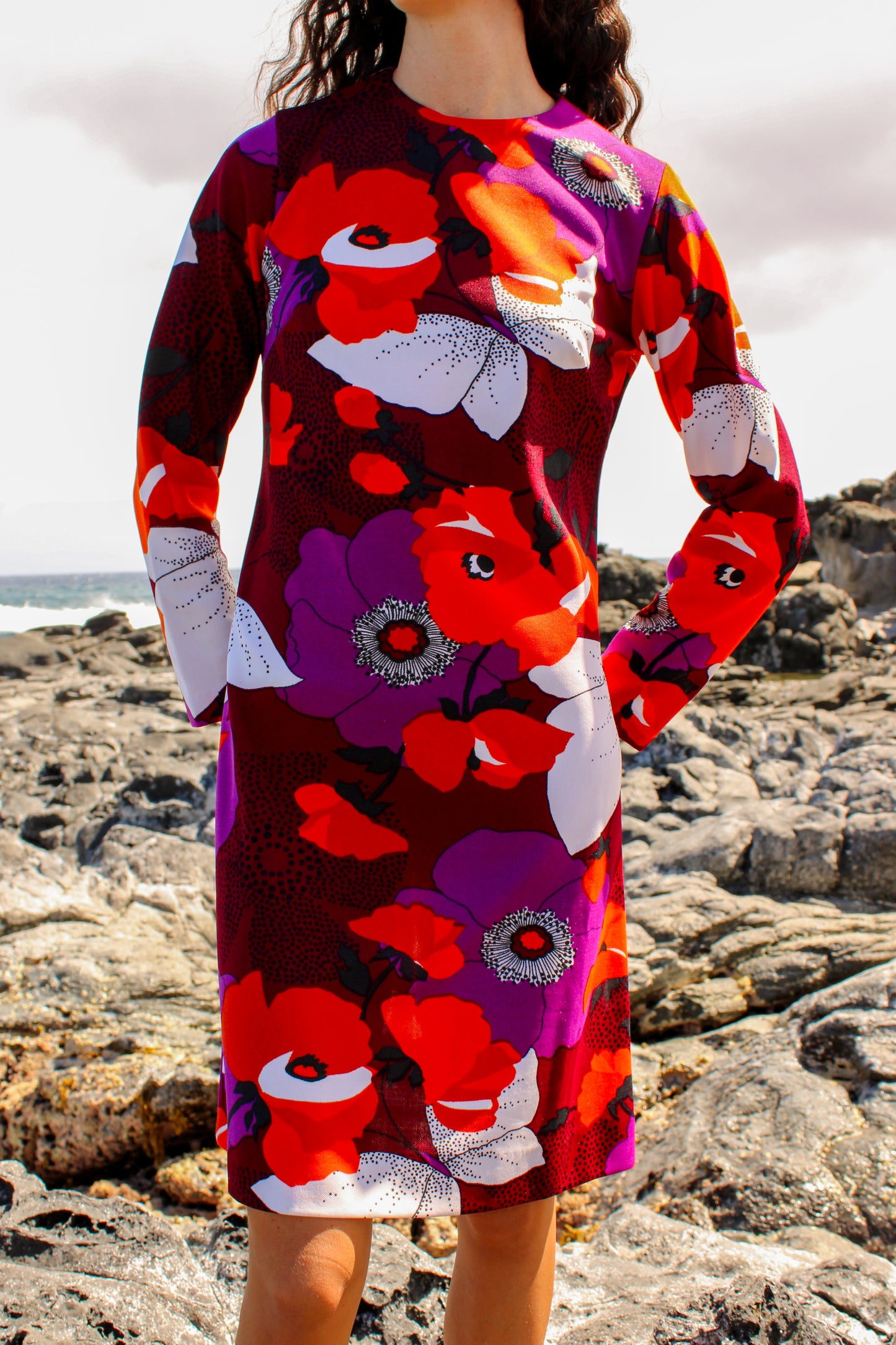 1960s Long Sleeve Floral Dress