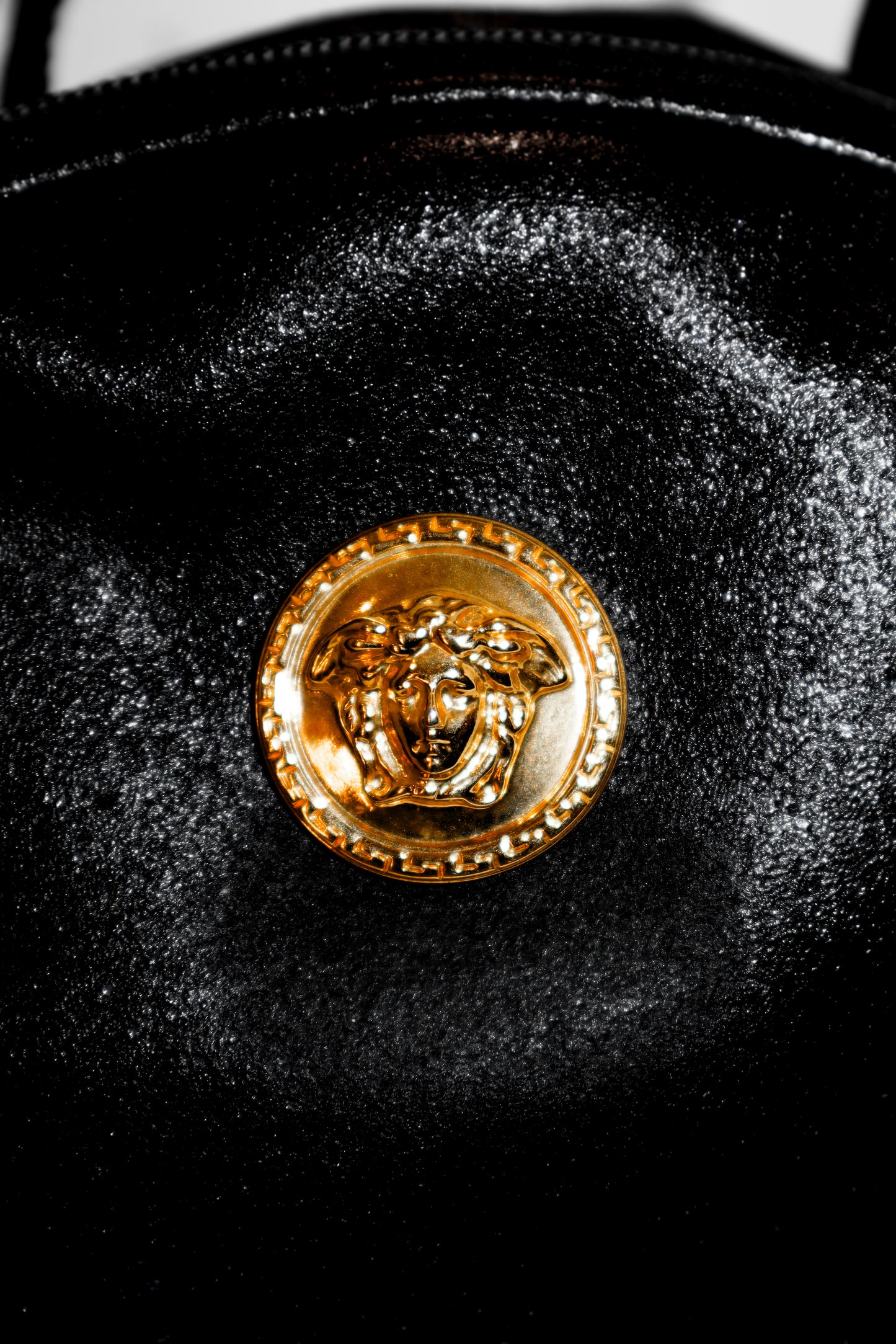 1990's Versace Black Calfskin Round Medusa Bag