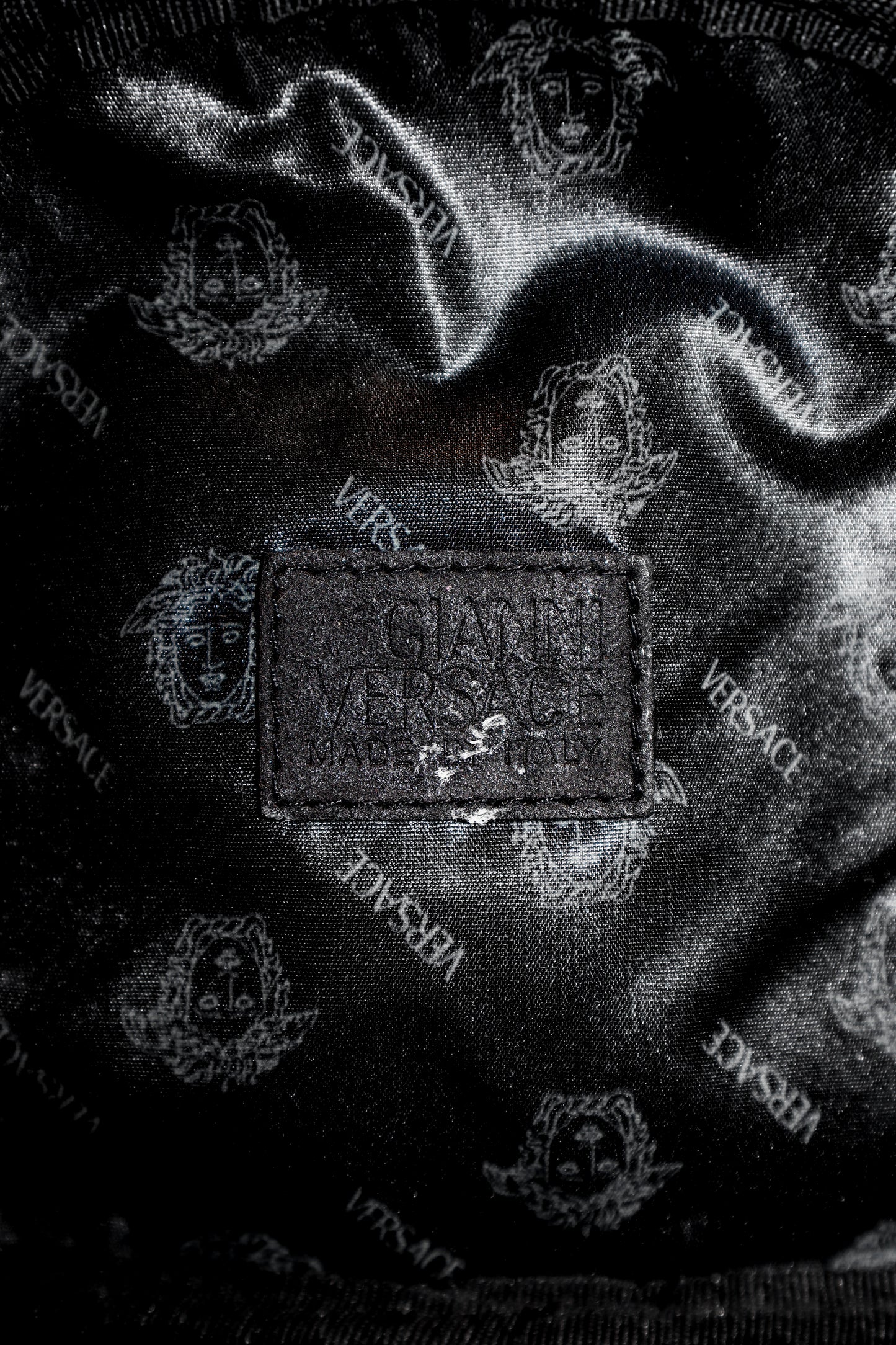 1990's Versace Black Calfskin Round Medusa Bag