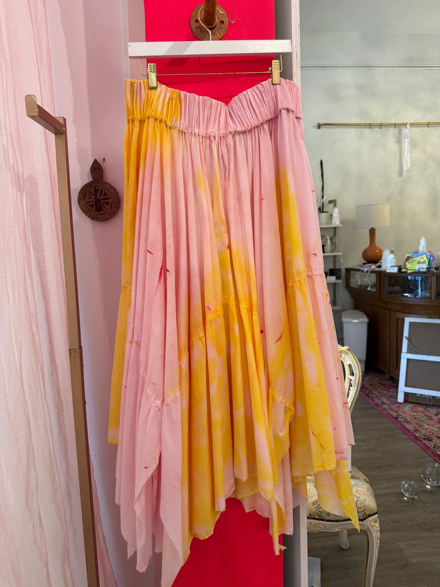 Hand Dyed Pink Midi Skirt