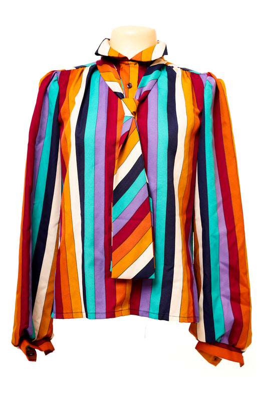 1980s Alice Stuart Rainbow Button Up