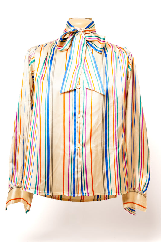 1980s Imagin Rainbow Striped Blouse