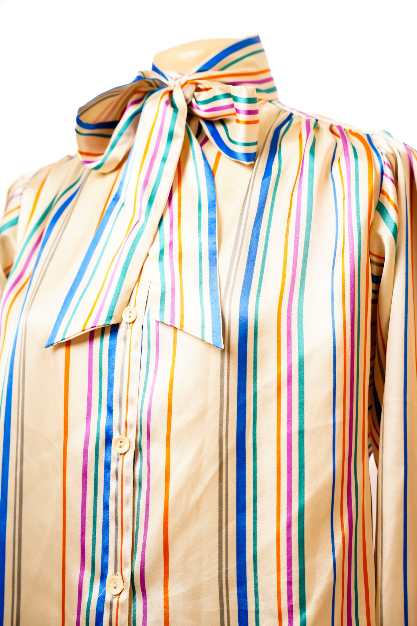 1980s Imagin Rainbow Striped Blouse