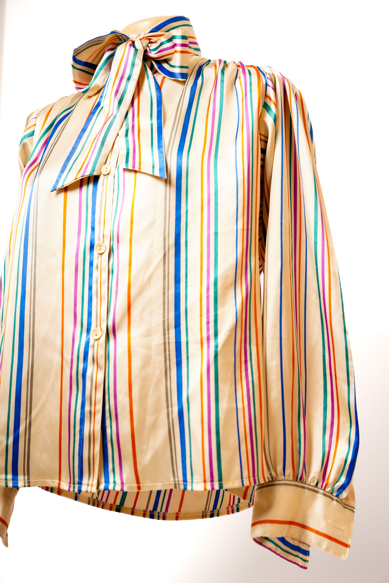 1980s Imagin Rainbow Striped Blouse