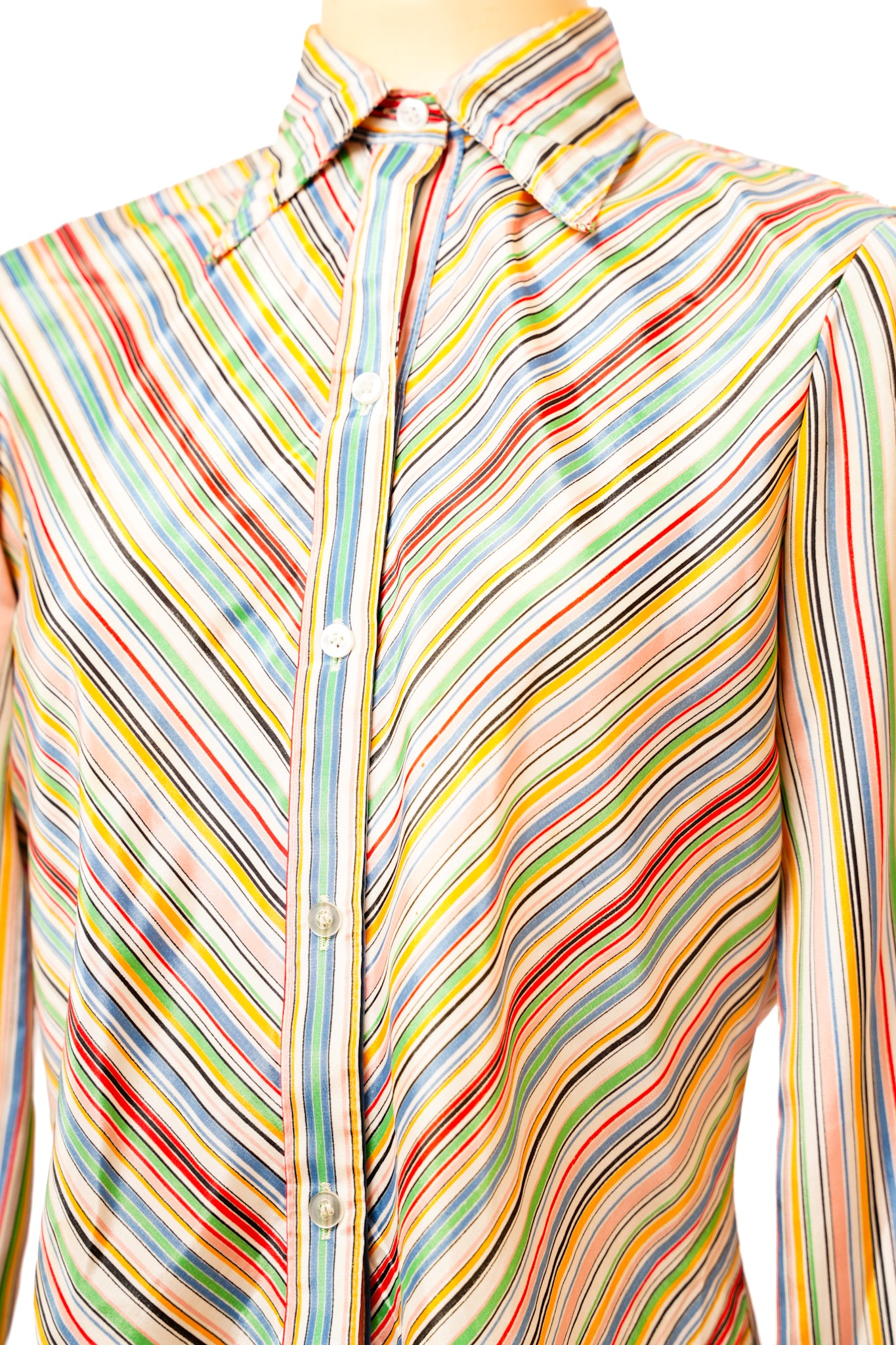 1980s Amanda Rainbow Striped Button Up