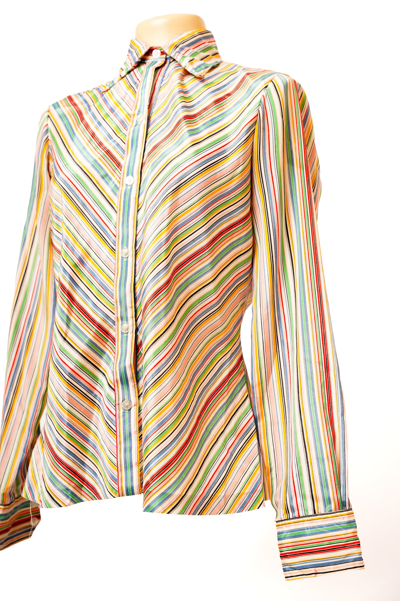 1980s Amanda Rainbow Striped Button Up