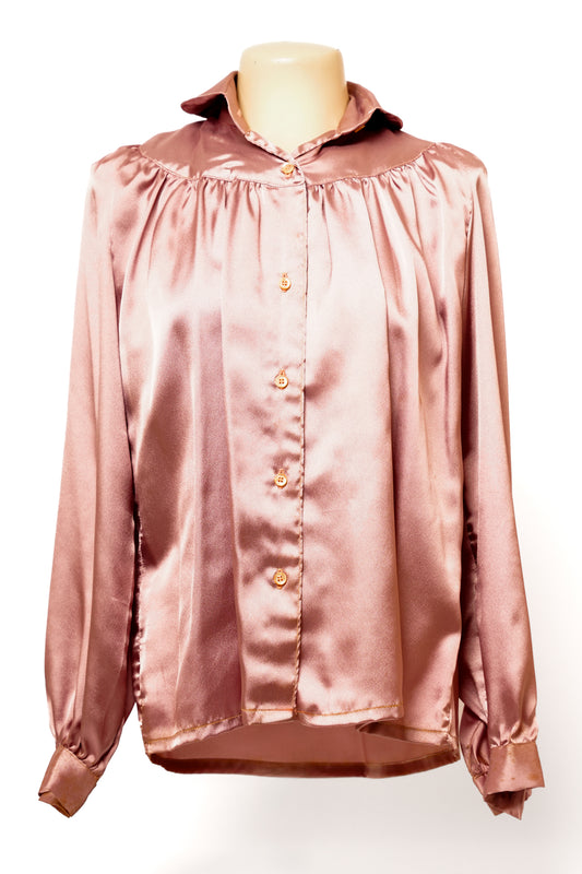 Vintage Satin Mauve Blouse
