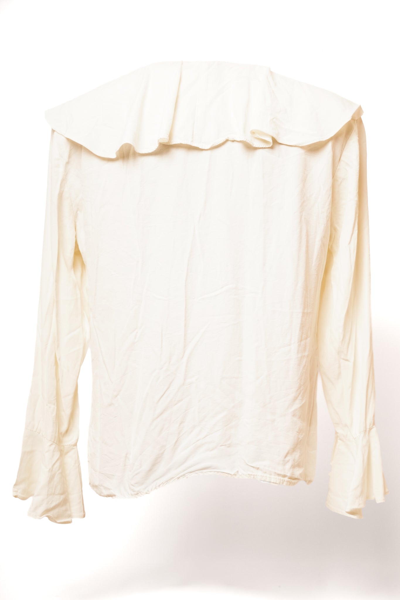 1980s White Ruffle Blouse
