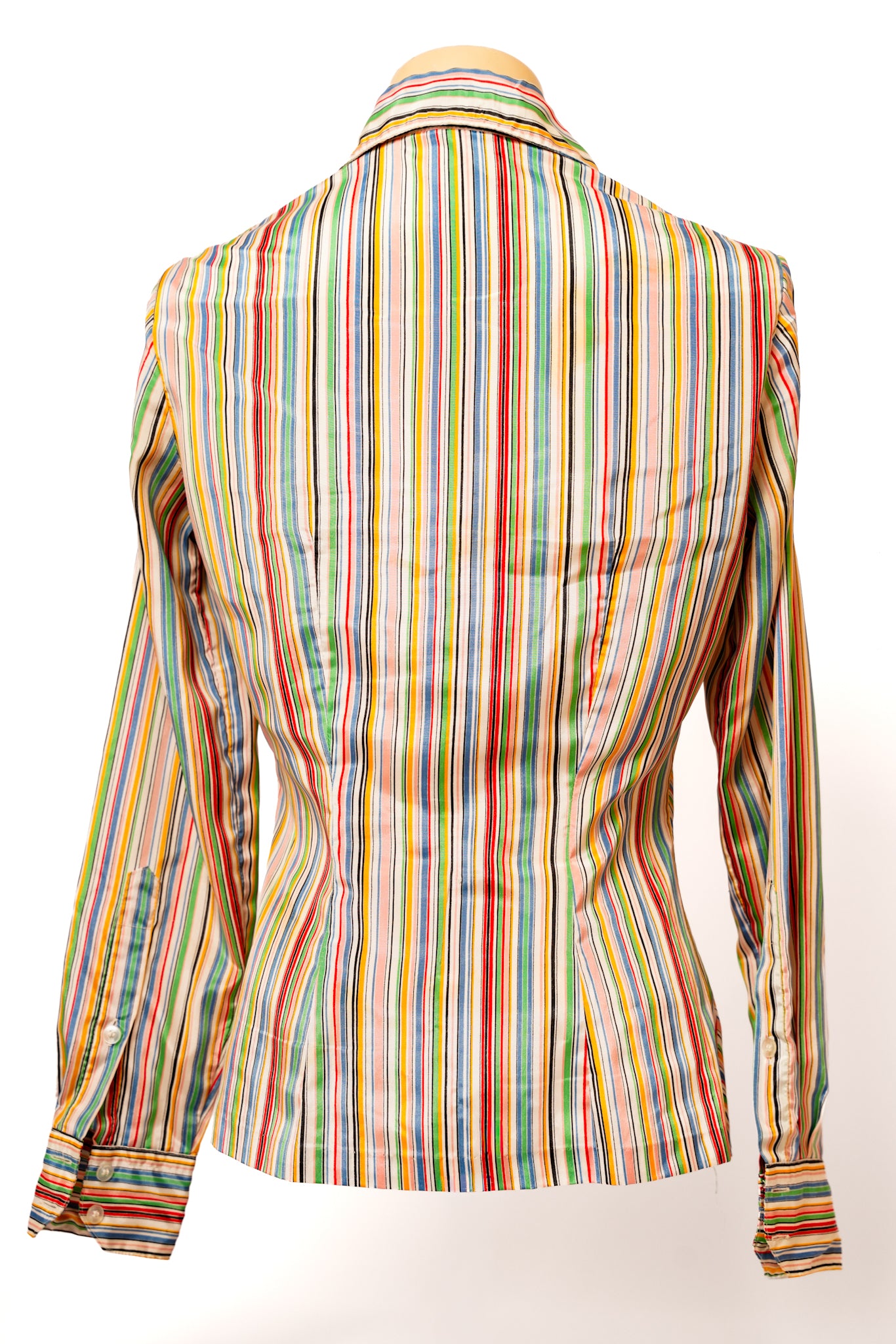 1980s Amanda Rainbow Striped Button Up
