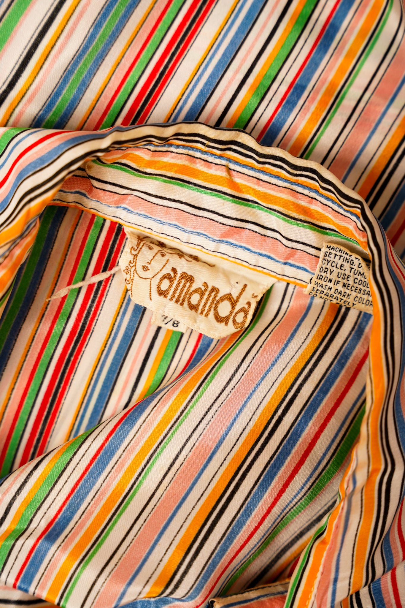 1980s Amanda Rainbow Striped Button Up
