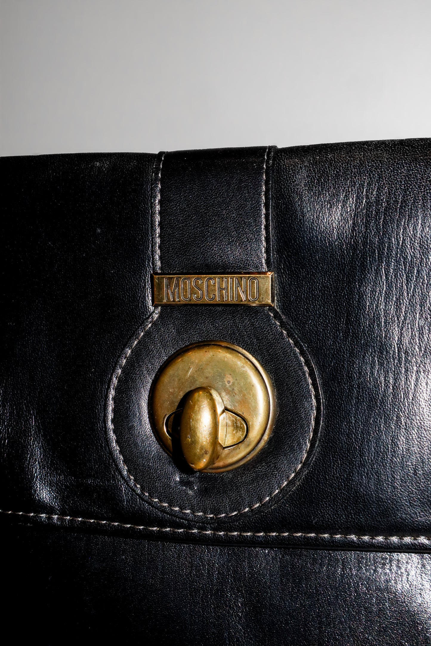 1990's Moschino Black Leather Clutch