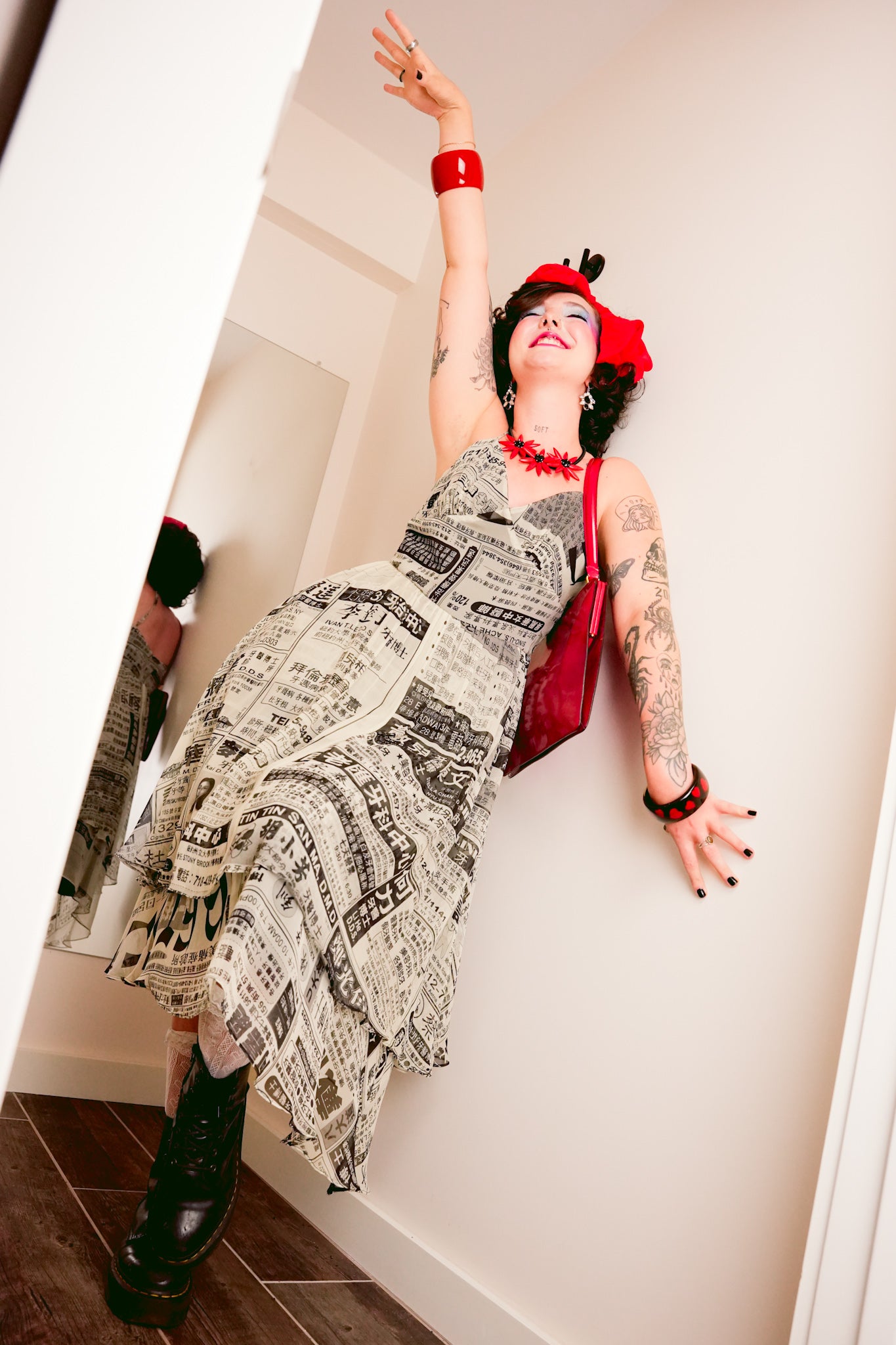 1990's Betsey Johnson Newspaper Skater Dress