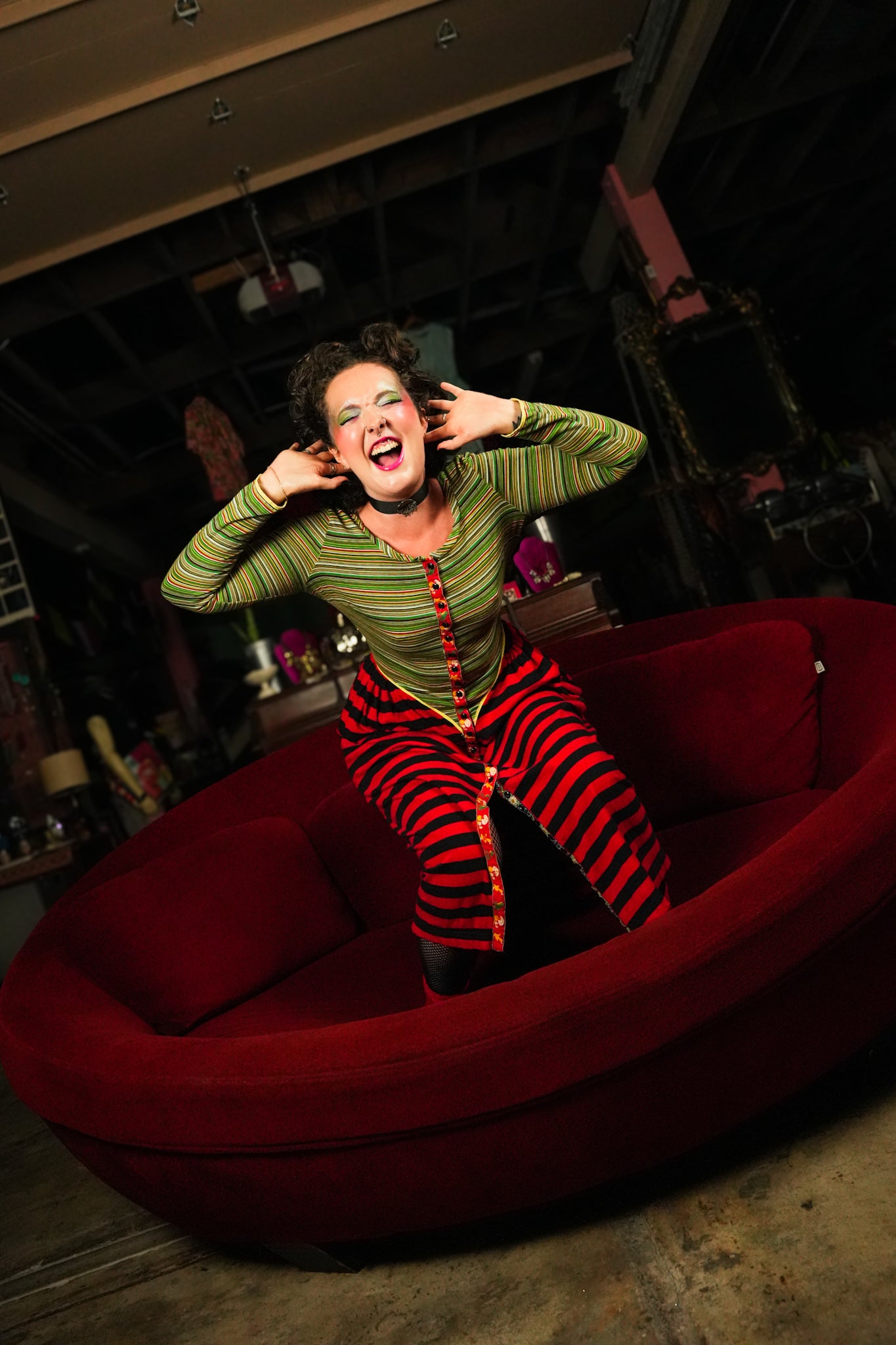 1970's Betsey Johnson Alley Cat Striped Dress