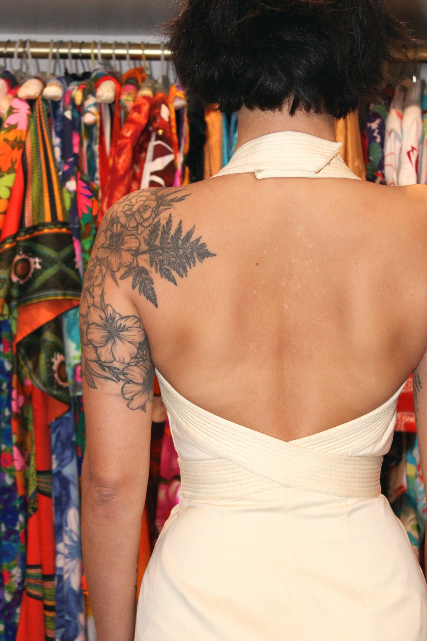 1990s Cream Alexander McQueen Halter Wiggle Dress