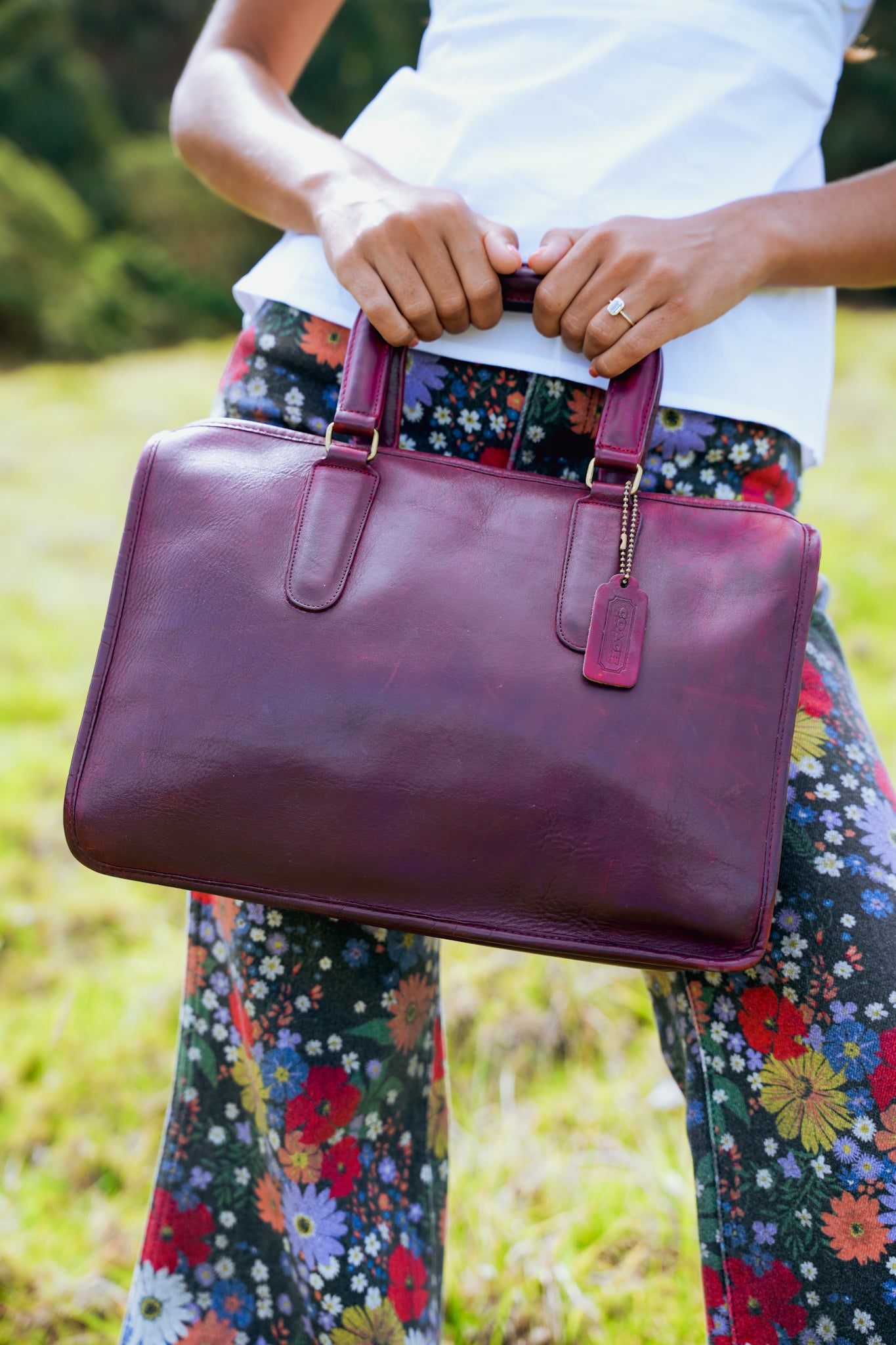1970's Coach Burgundy Saddle Leather Bag