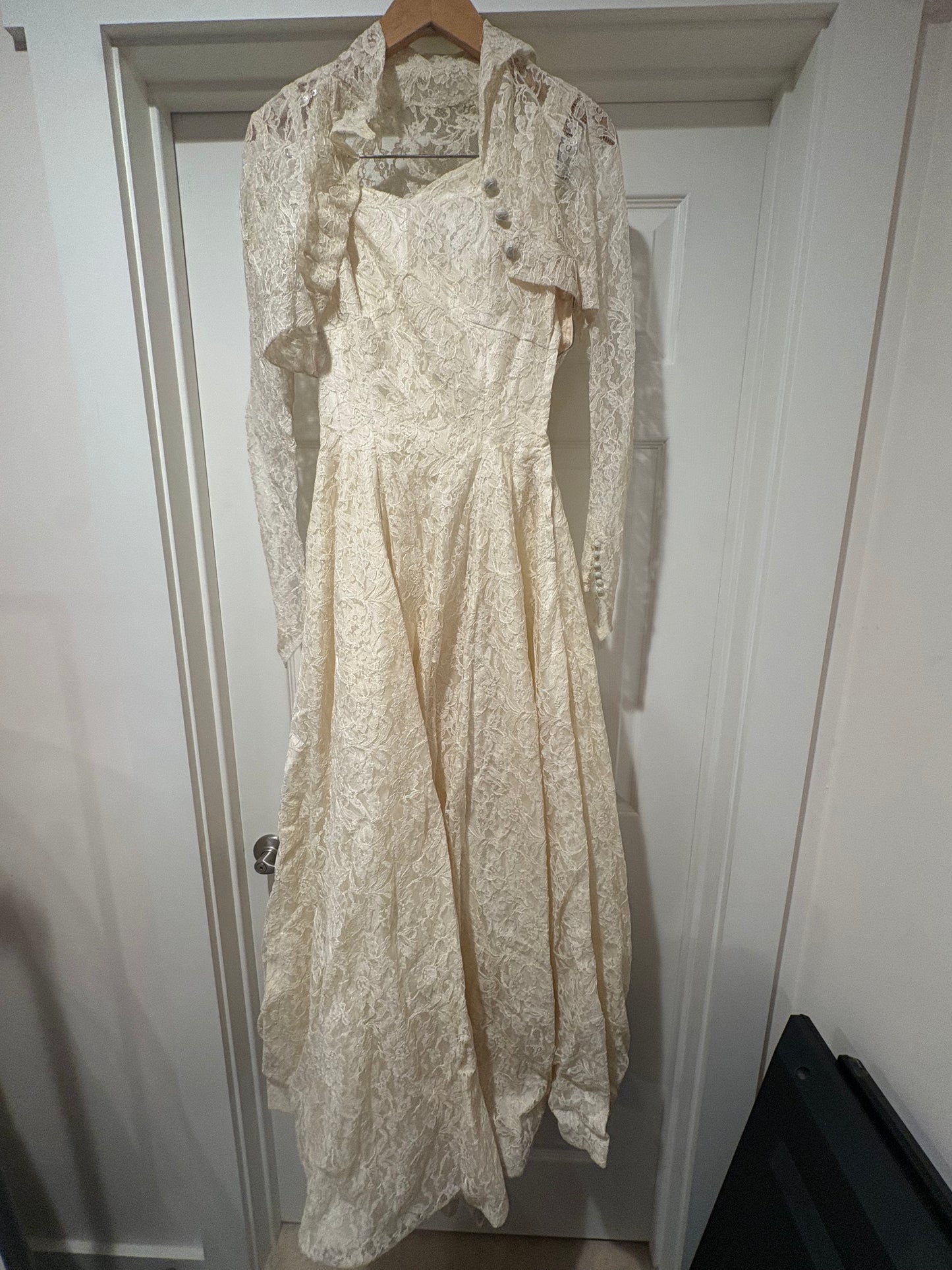 1960s Two Piece Lace Wedding Dress