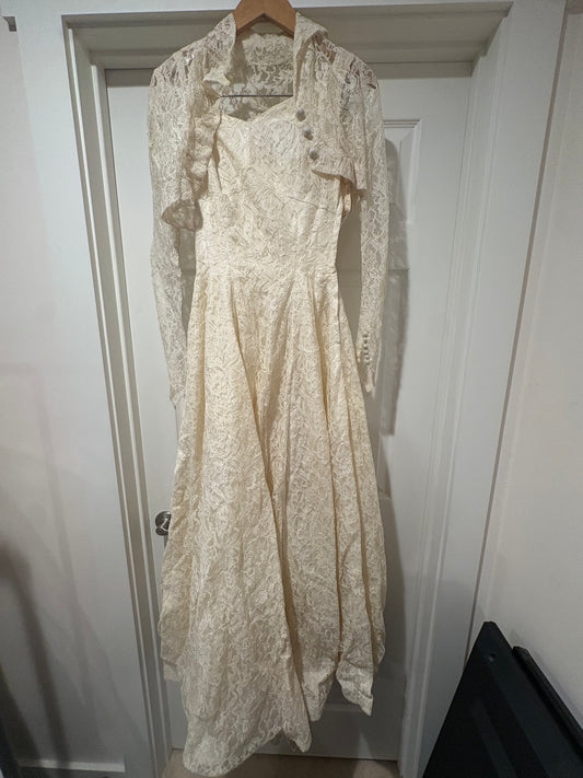 1960s Two Piece Lace Wedding Dress