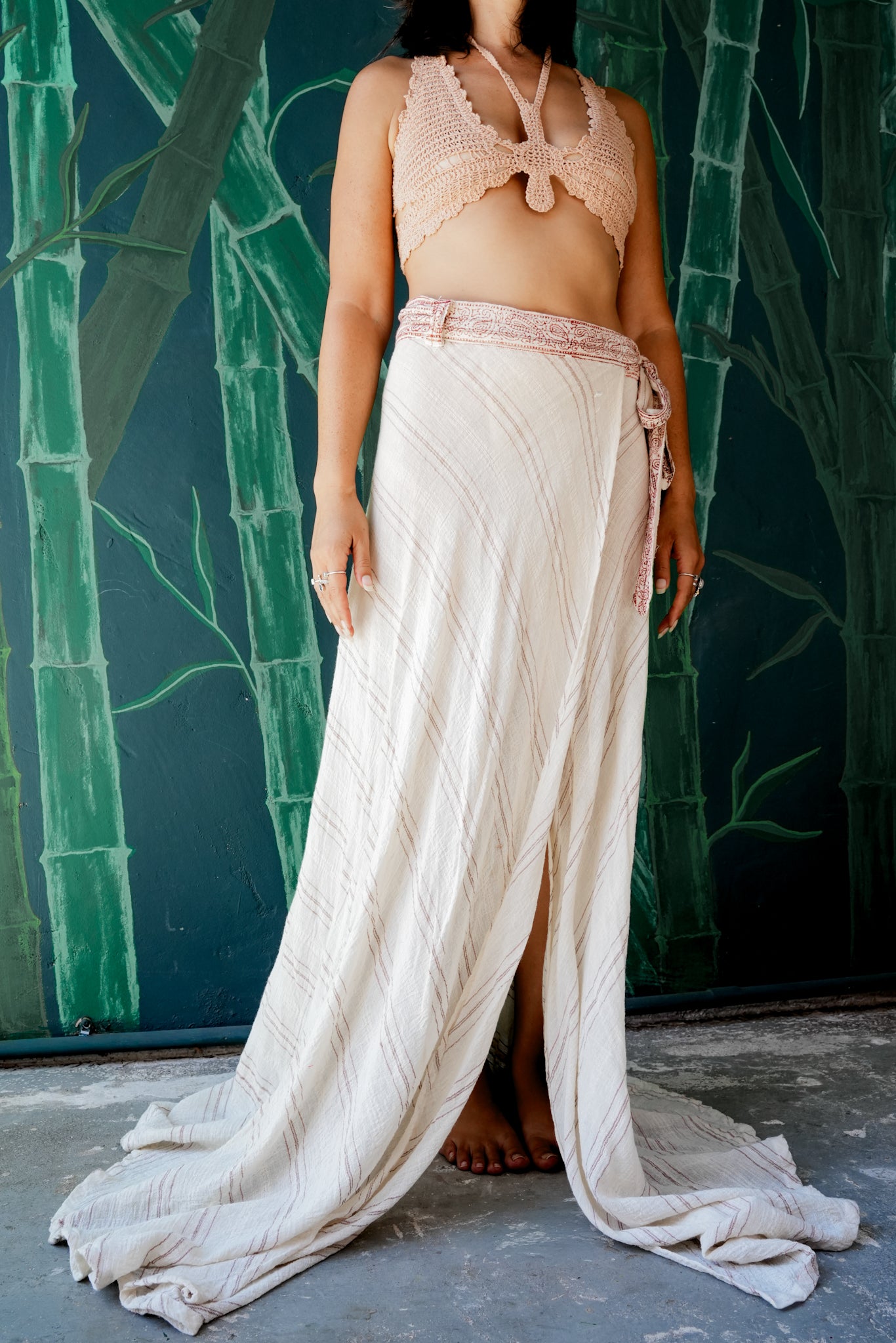 1970's White Cotton Wrap Skirt