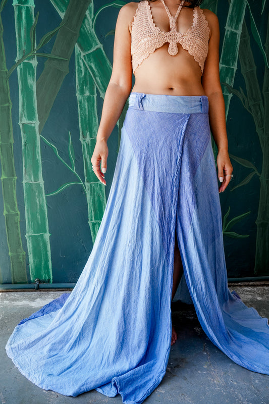 1970's Blue Cotton/Denim Wrap Skirt