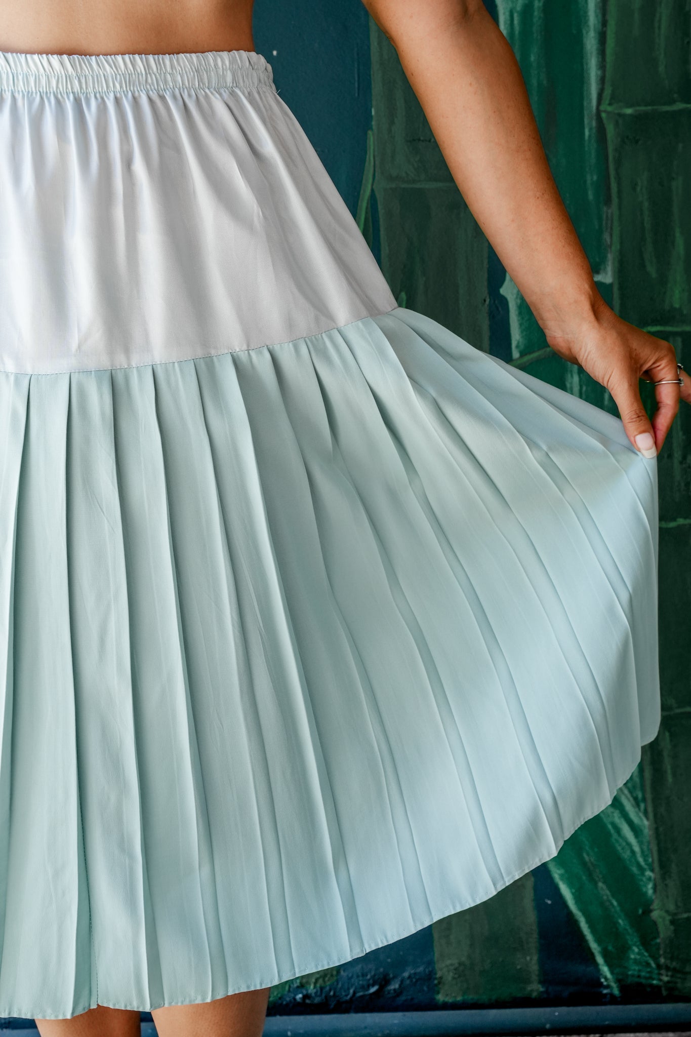 1990's Baby Blue Pleated Midi Skirt