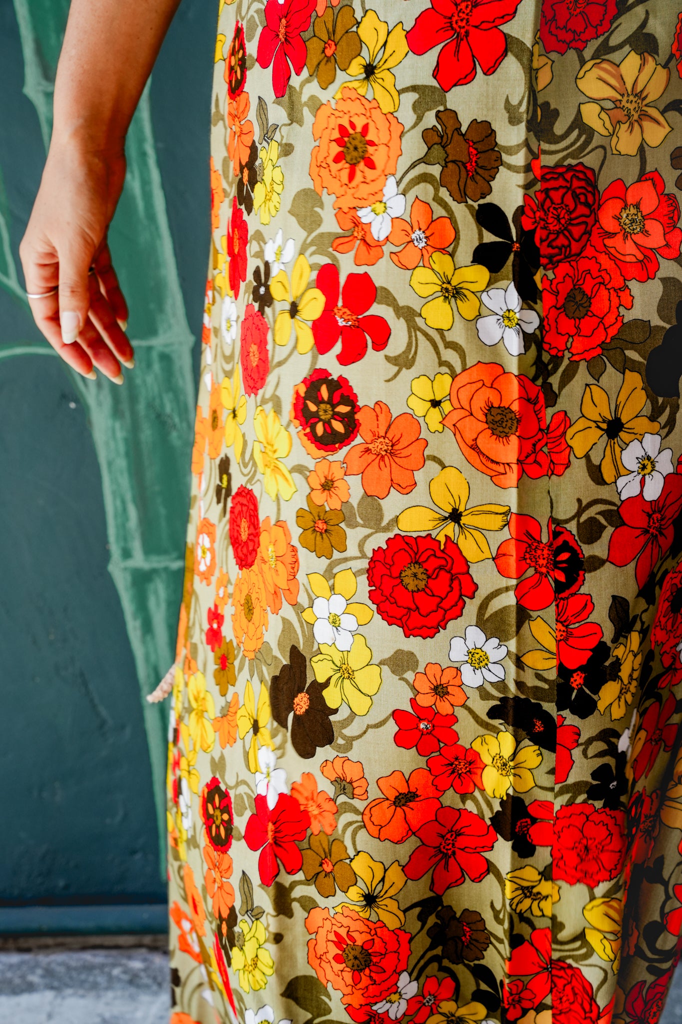 1960's Floral Cotton Maxi Skirt